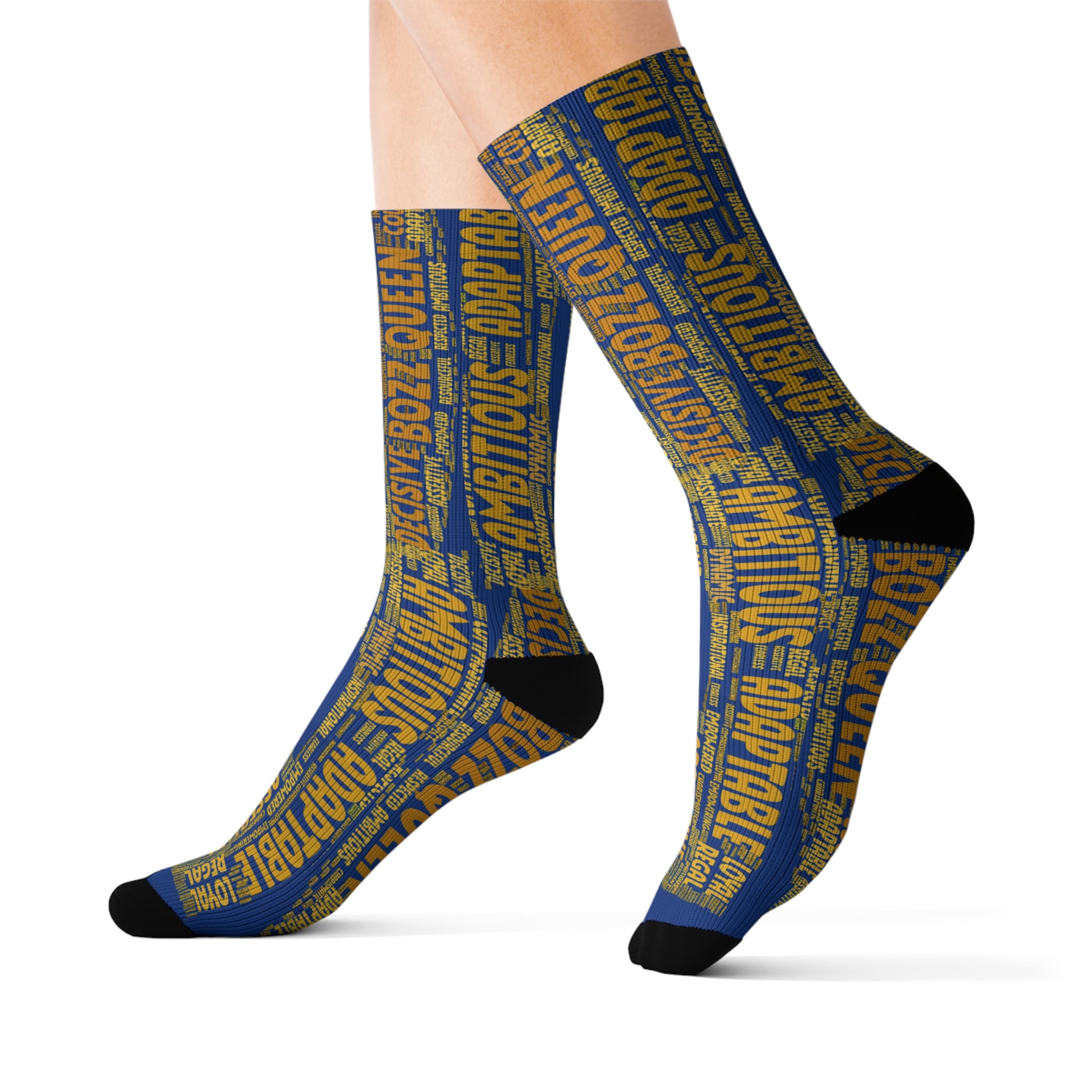 BOZZ QUEEN Dark Blue Bold Statement Socks - Empowering Motivational Wear