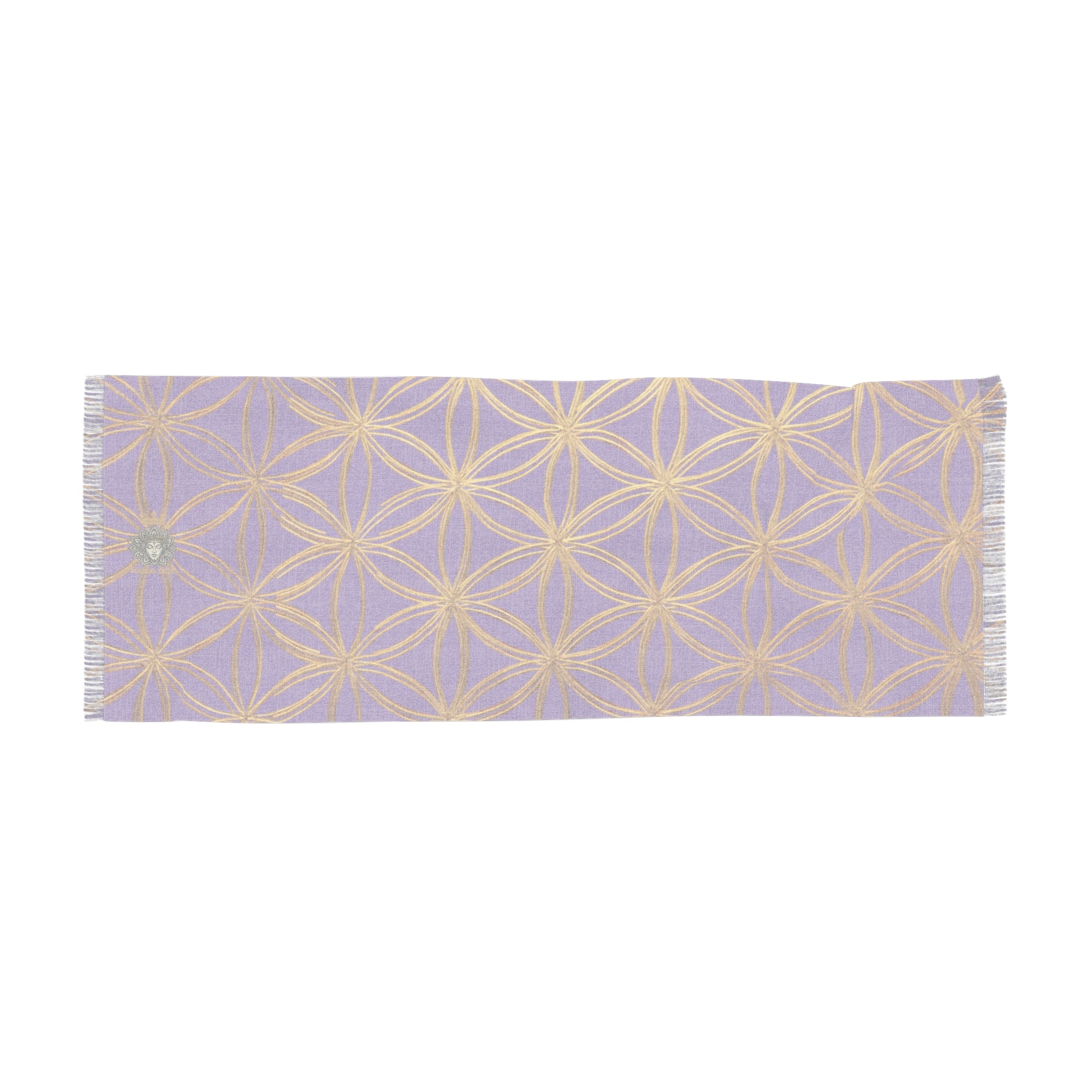 Light Purple & Gold Flower of Life Scarf - Geometric Pattern | Bozz Queen