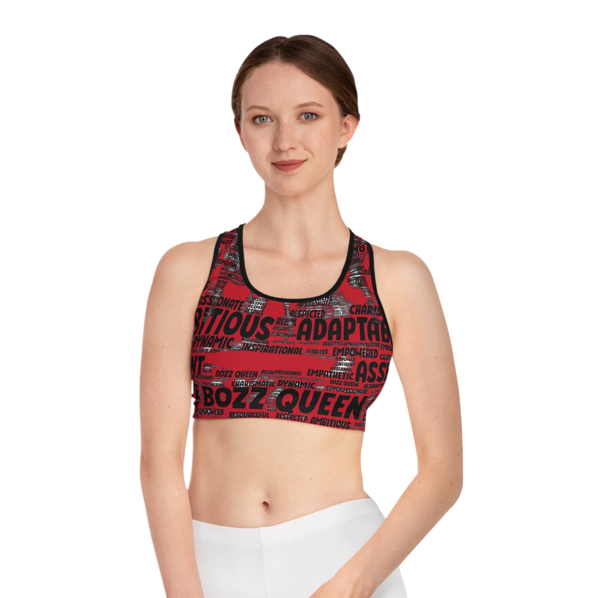 Empowering Sports Bra - Bozz Queen Origin Collection | Dark Red & Black