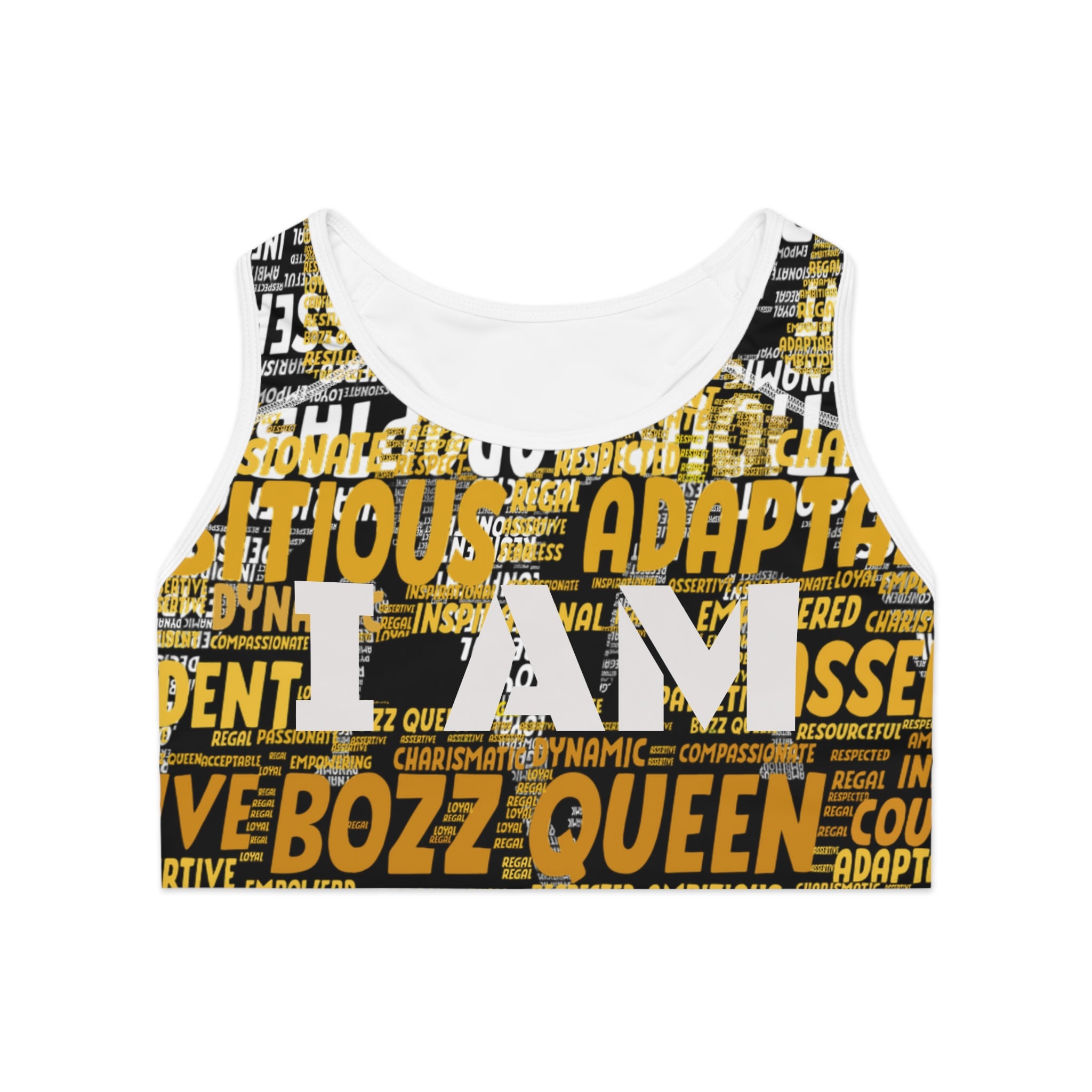 BOZZ QUEEN I AM Series Sports Bra - Custom All Over Print | Premium Activewear