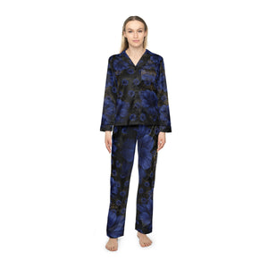 Third Eye Chakra Floral Satin Pajamas Set - Luxurious Women's Sleepwear Gift