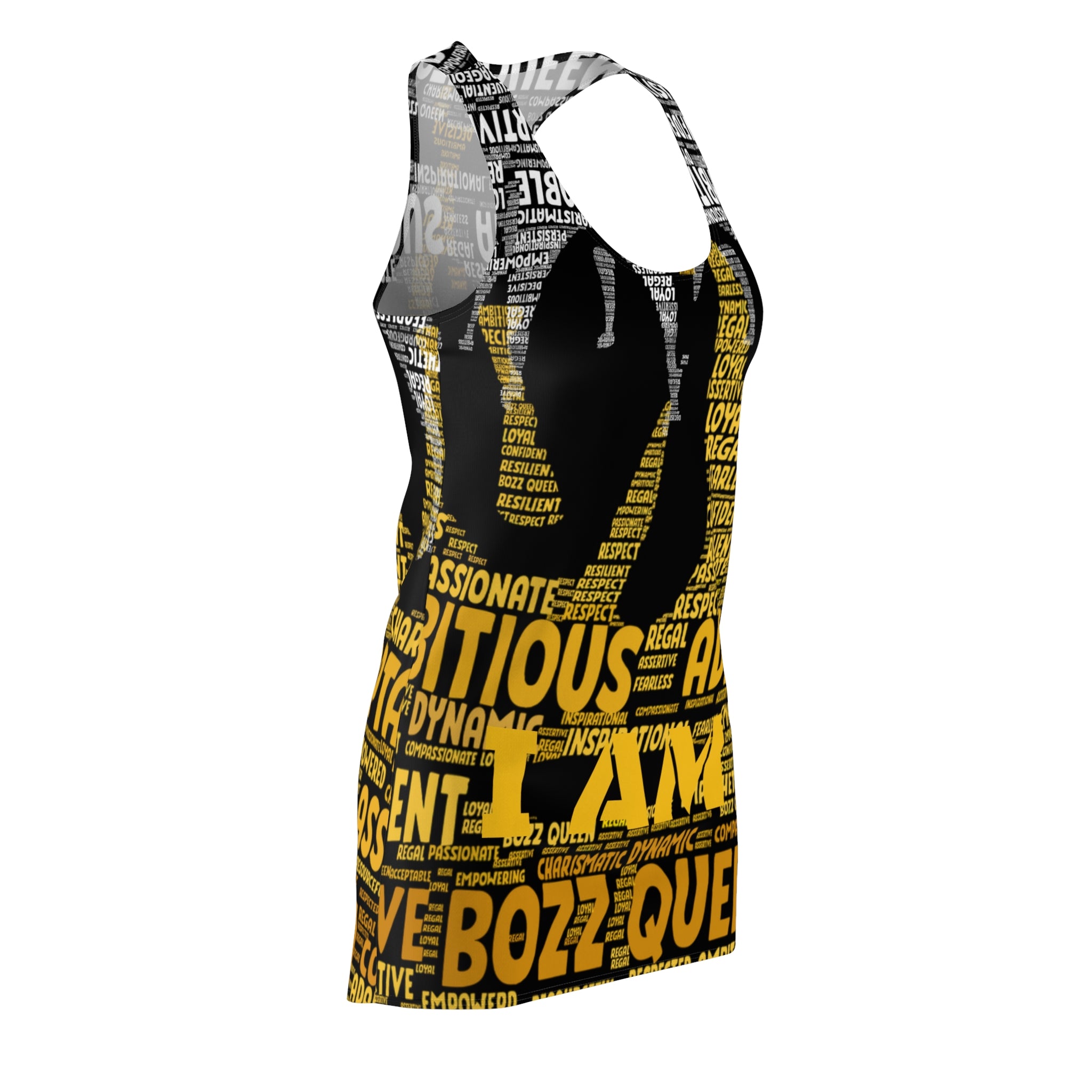 BOZZ QUEEN I AM Series Bold Inspiration Women's Racerback Dress - Empowering Bohemian Fashion