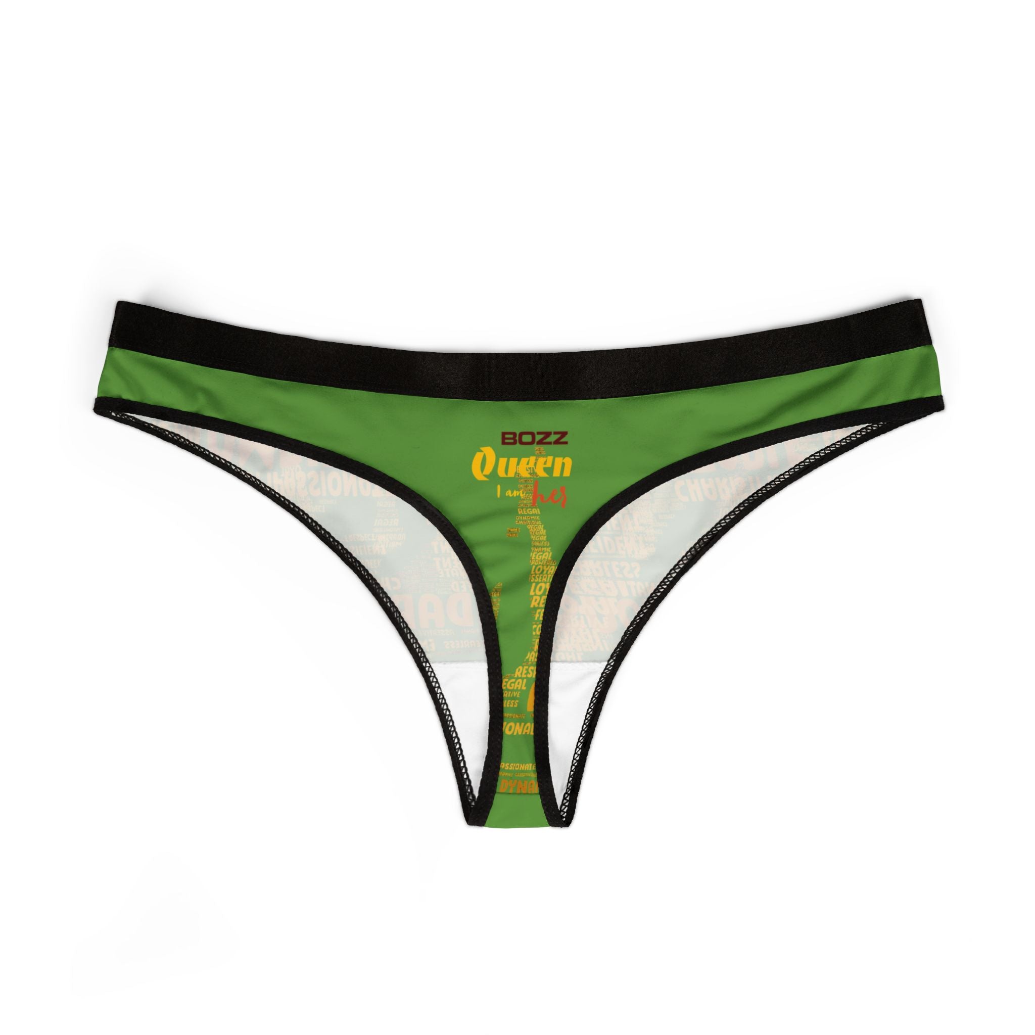 Women's Dark Gray Yellow Thongs - Bold Statement Motivational Lingerie