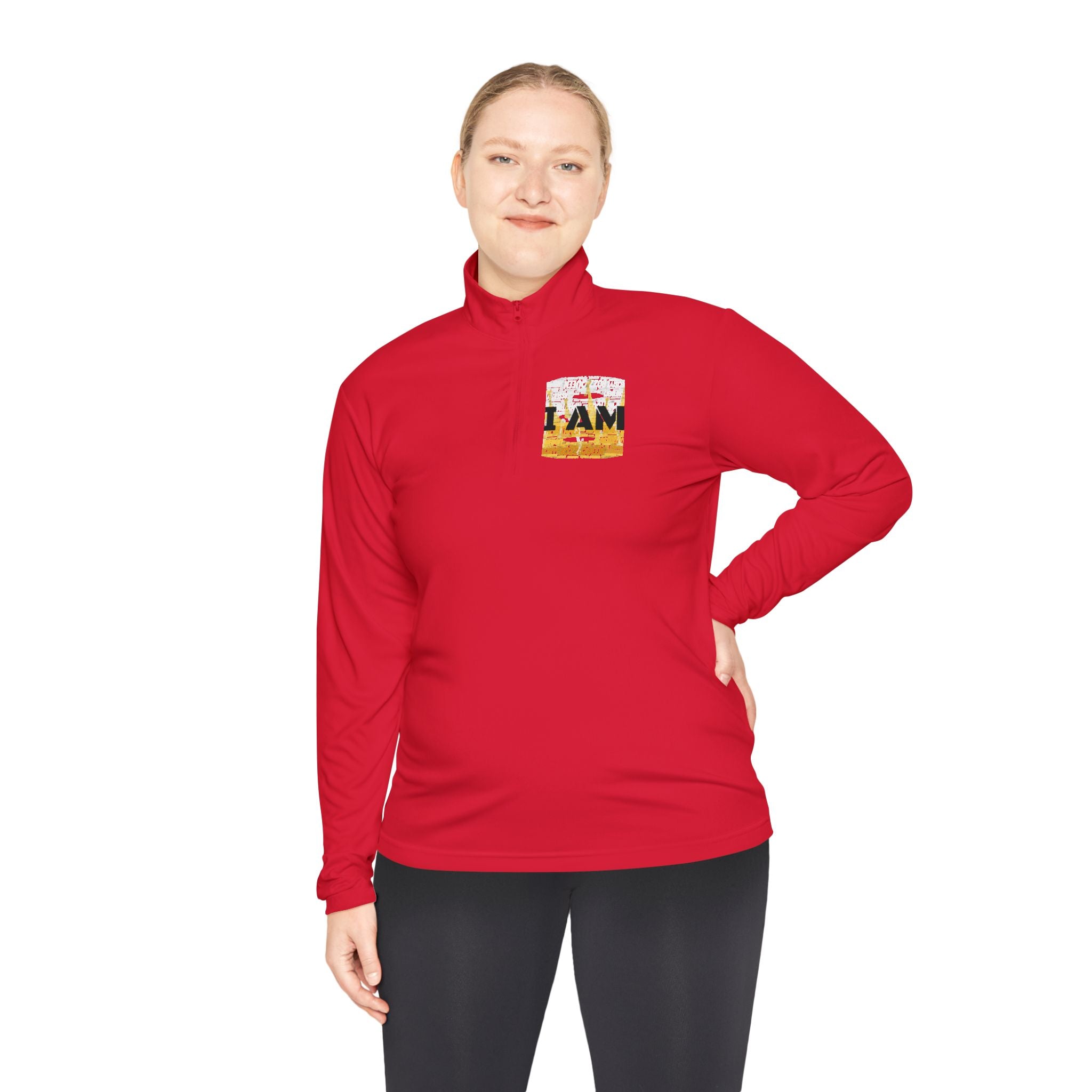I AM Unisex Quarter-Zip Pullover - Motivational Activewear for Gym & Yoga