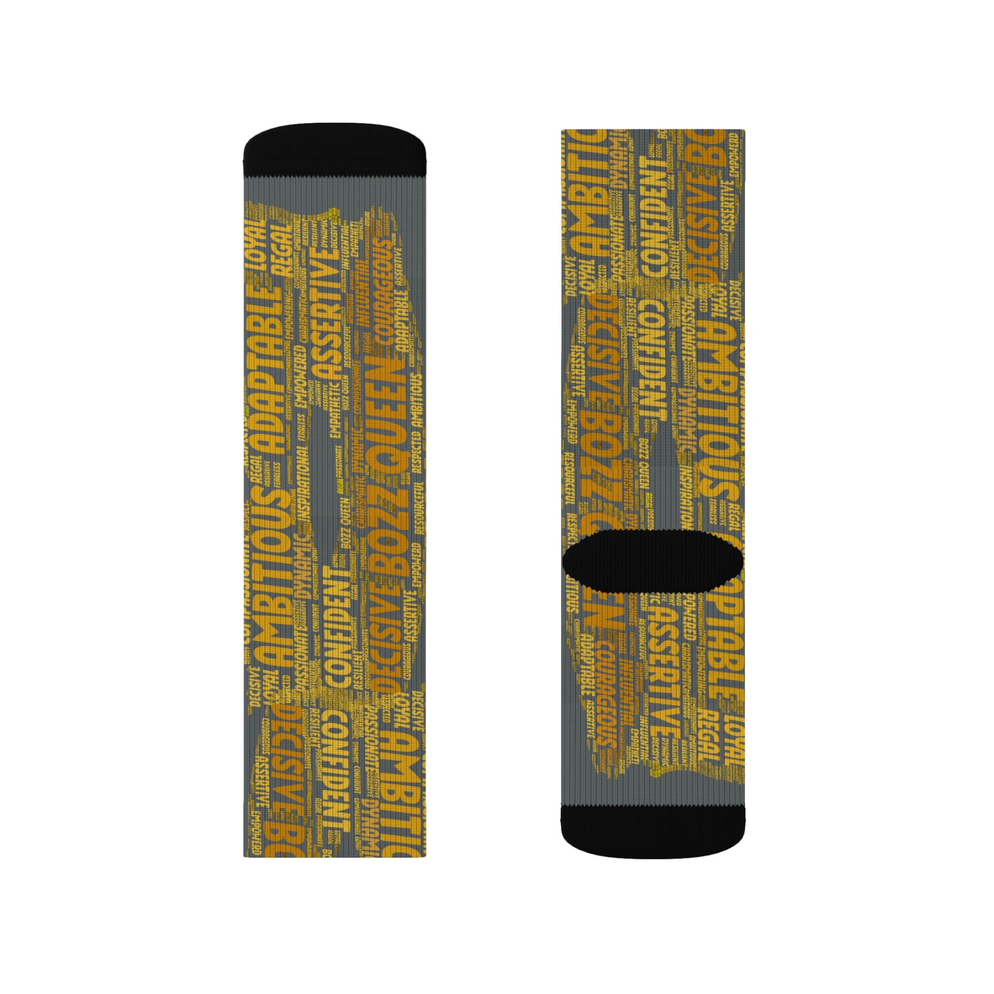 BOZZ QUEEN Dark Grey Bold Statement Socks - Empowering Motivational Wear