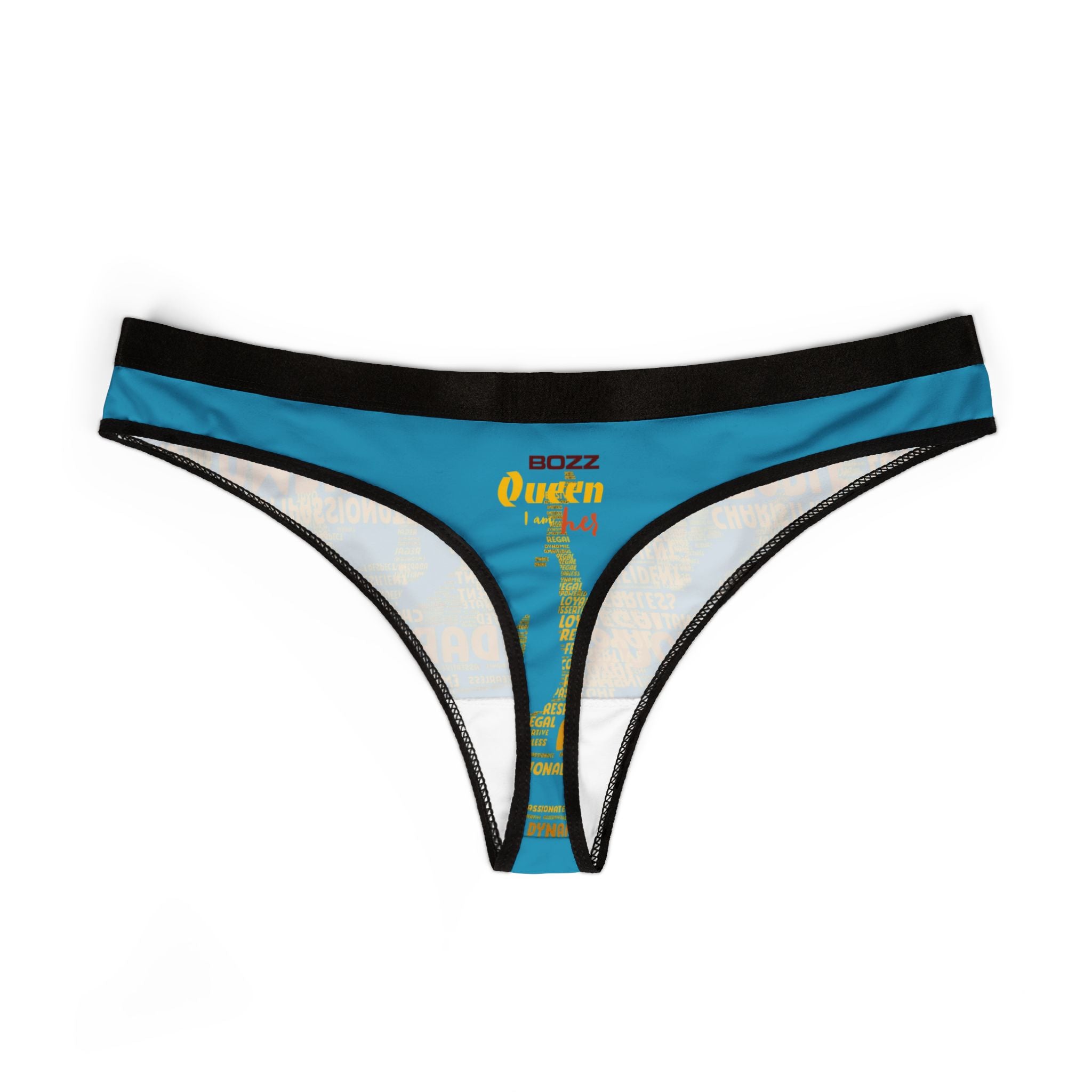 Women's Turquoise Yellow Thongs - Bold Statement Motivational Lingerie