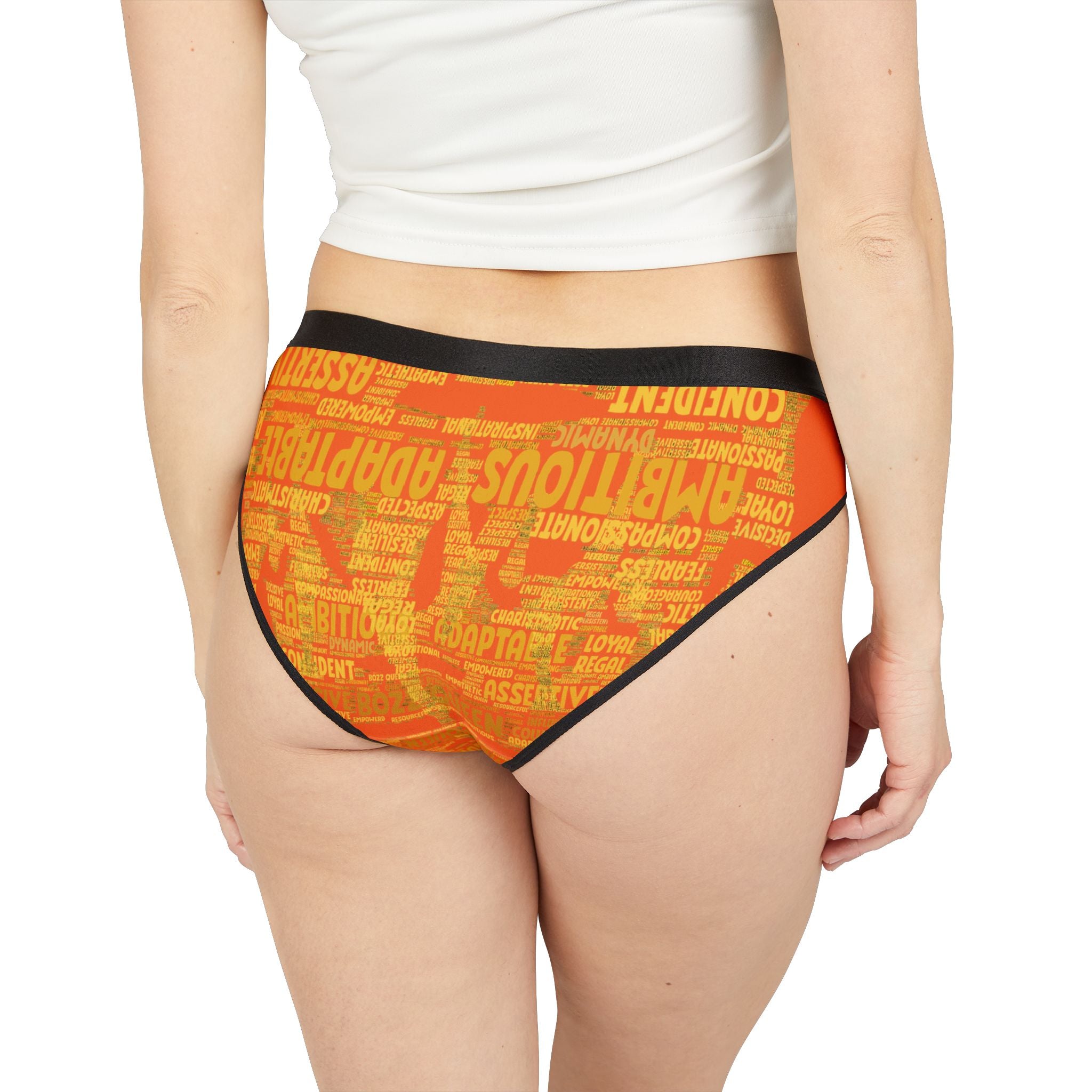 Women's Orange Yellow Motivational Underwear - Bold Statement Lingerie
