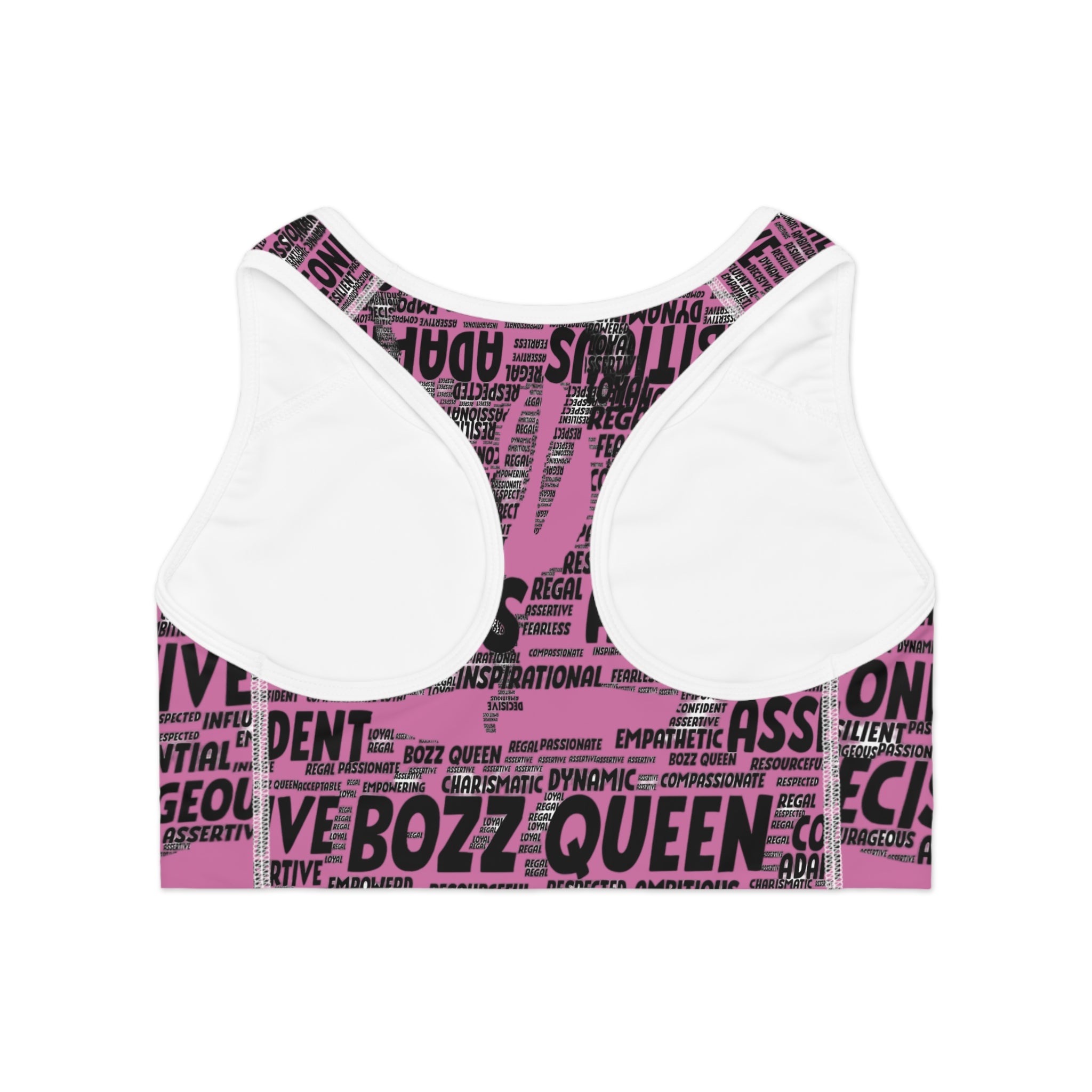 Empowering Sports Bra - Bozz Queen Origin Collection | Light Pink & Black