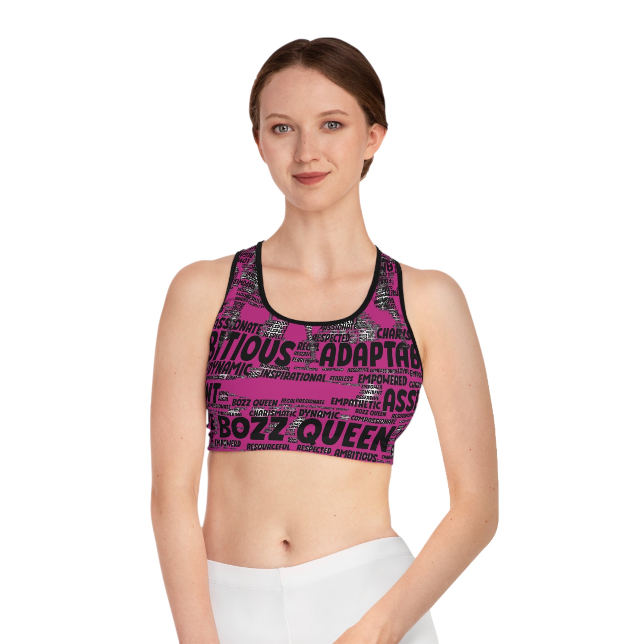 Empowering Sports Bra - Bozz Queen Origin Collection | Pink & Black