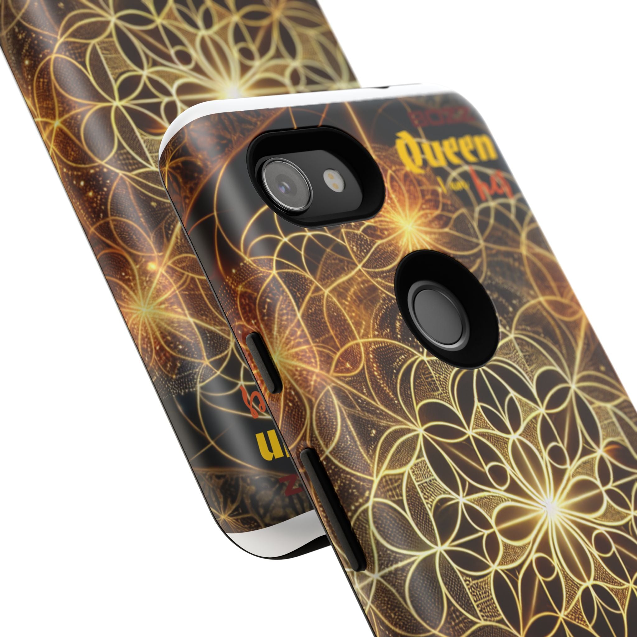 Golden Flower Mandala Phone Case, Tough Cases, Bohemian Phone Cover, Unique Gift for Him/Her, Spiritual and Artistic Design