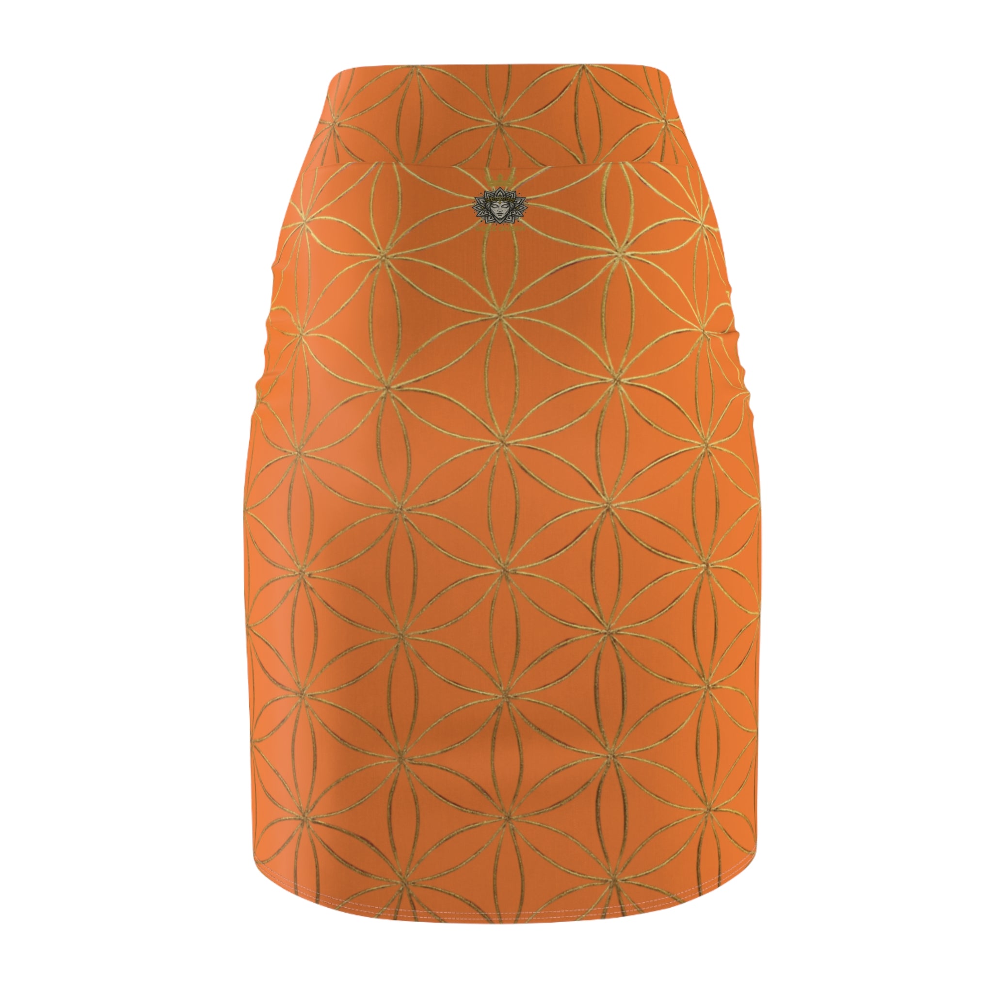Light Orange Flower of Life Pencil Skirt - Women's Chic Office & Date Night Skirt