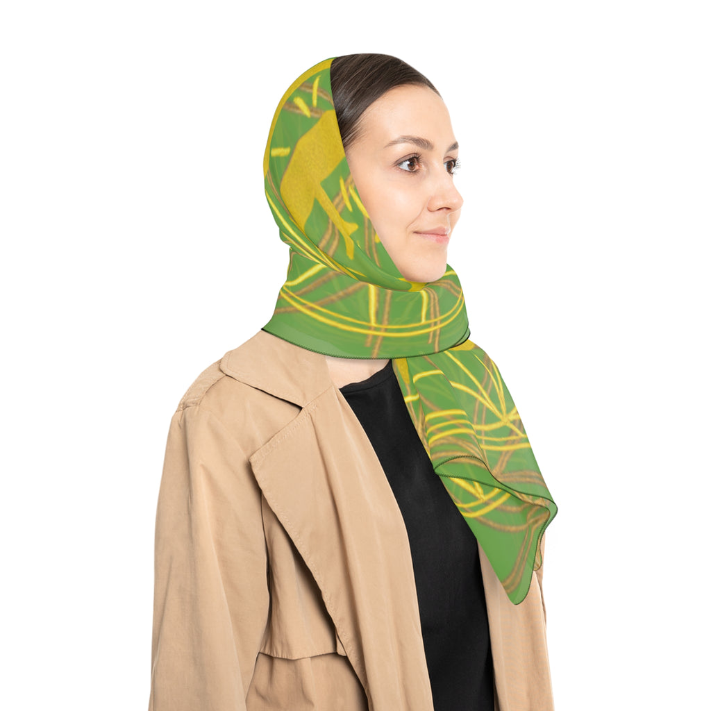Bozz Queen Green Poly Scarf - Vibrant Flower of Life Design for Stylish Women