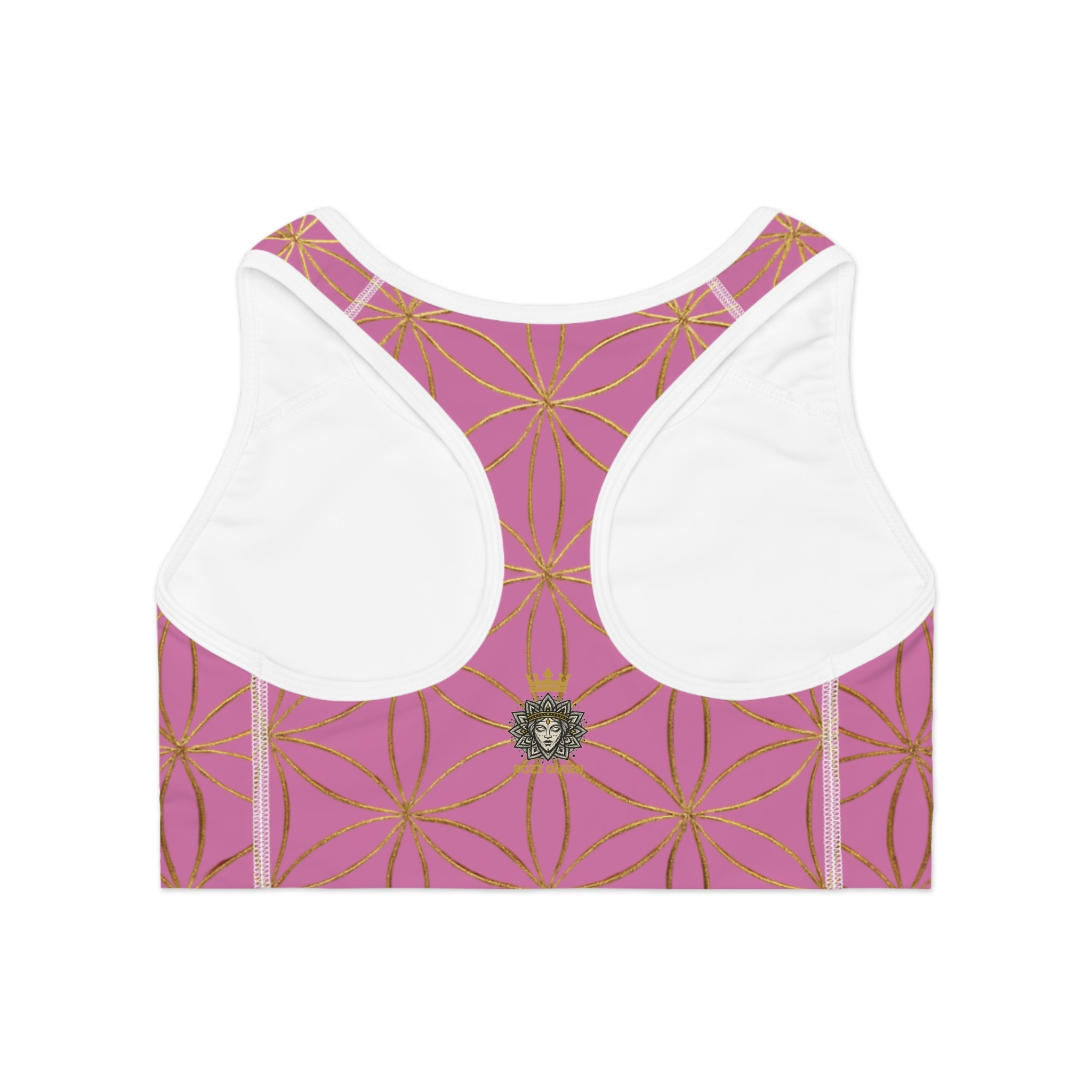 Bozz Queen Light Pink & Gold Flower of Life Sports Bra - Yoga Workout Top