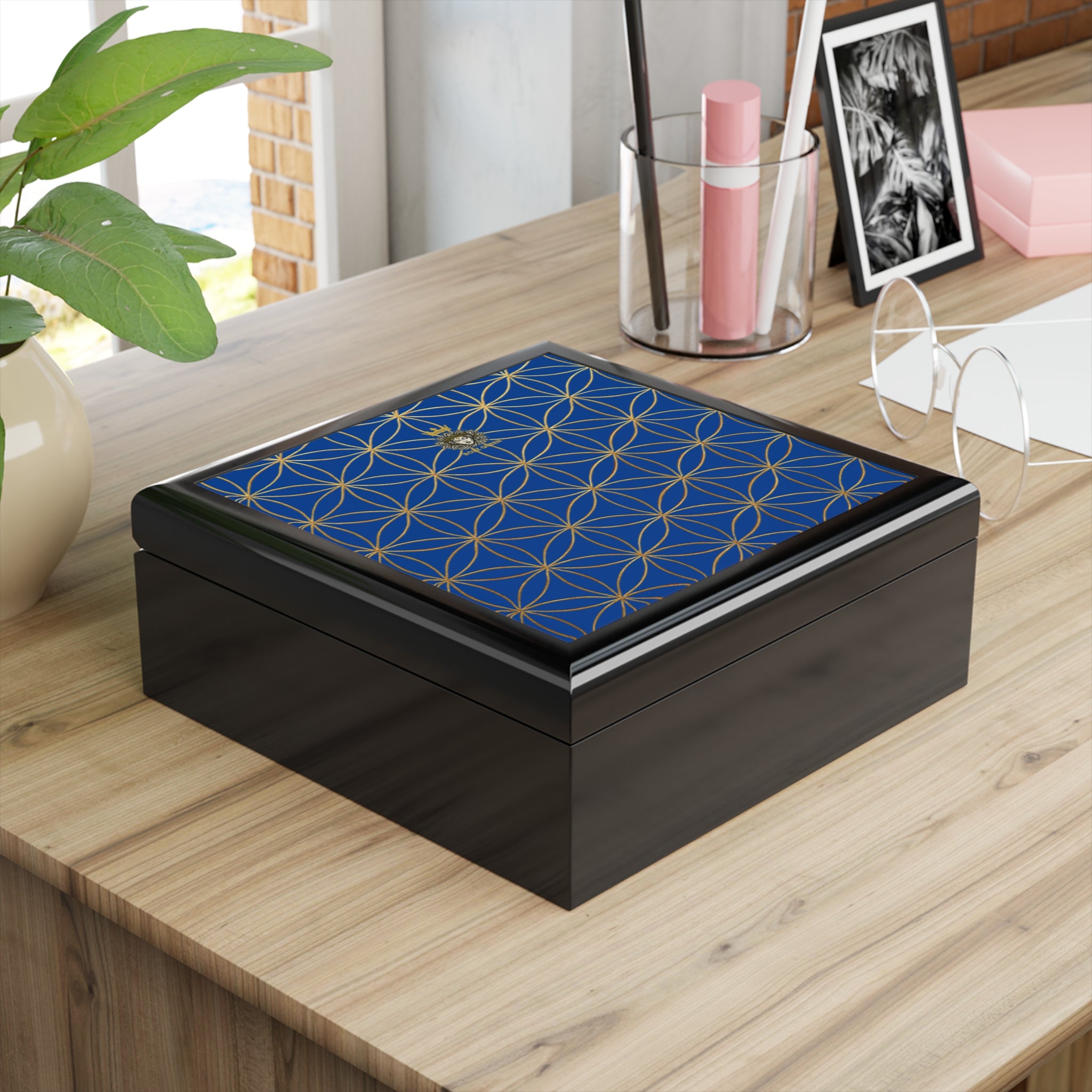 Flower of Life Jewelry Box - Blue Purple Elegant Keepsake Organizer