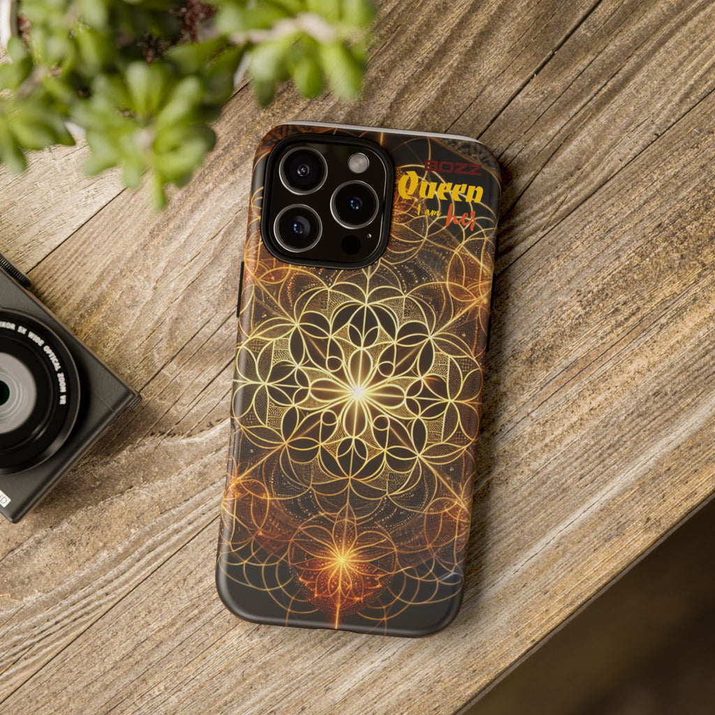 Golden Flower Mandala Phone Case, Tough Cases, Bohemian Phone Cover, Unique Gift for Him/Her, Spiritual and Artistic Design