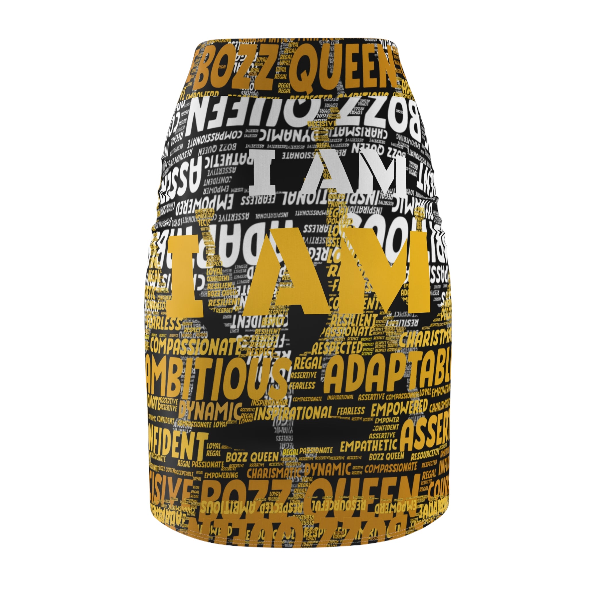 BOZZ QUEEN I AM Series Empowering Women's Pencil Skirt - Motivational Fashion