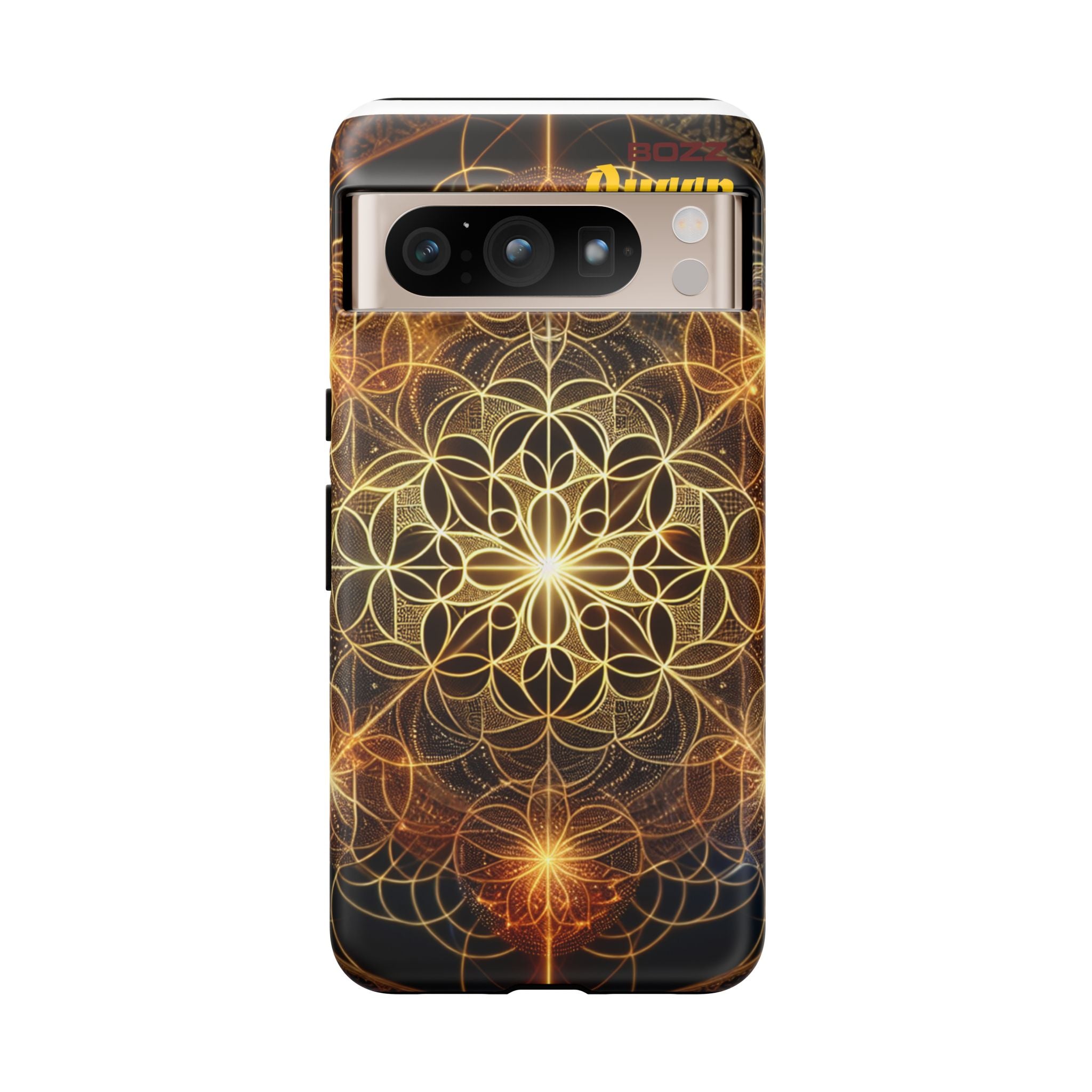 Golden Flower Mandala Phone Case, Tough Cases, Bohemian Phone Cover, Unique Gift for Him/Her, Spiritual and Artistic Design