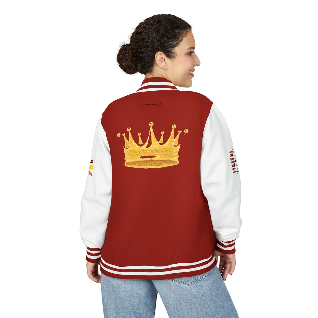 Bozz Queen Crown Design Letterman Jacket - Unisex Heavyweight Varsity Jacket