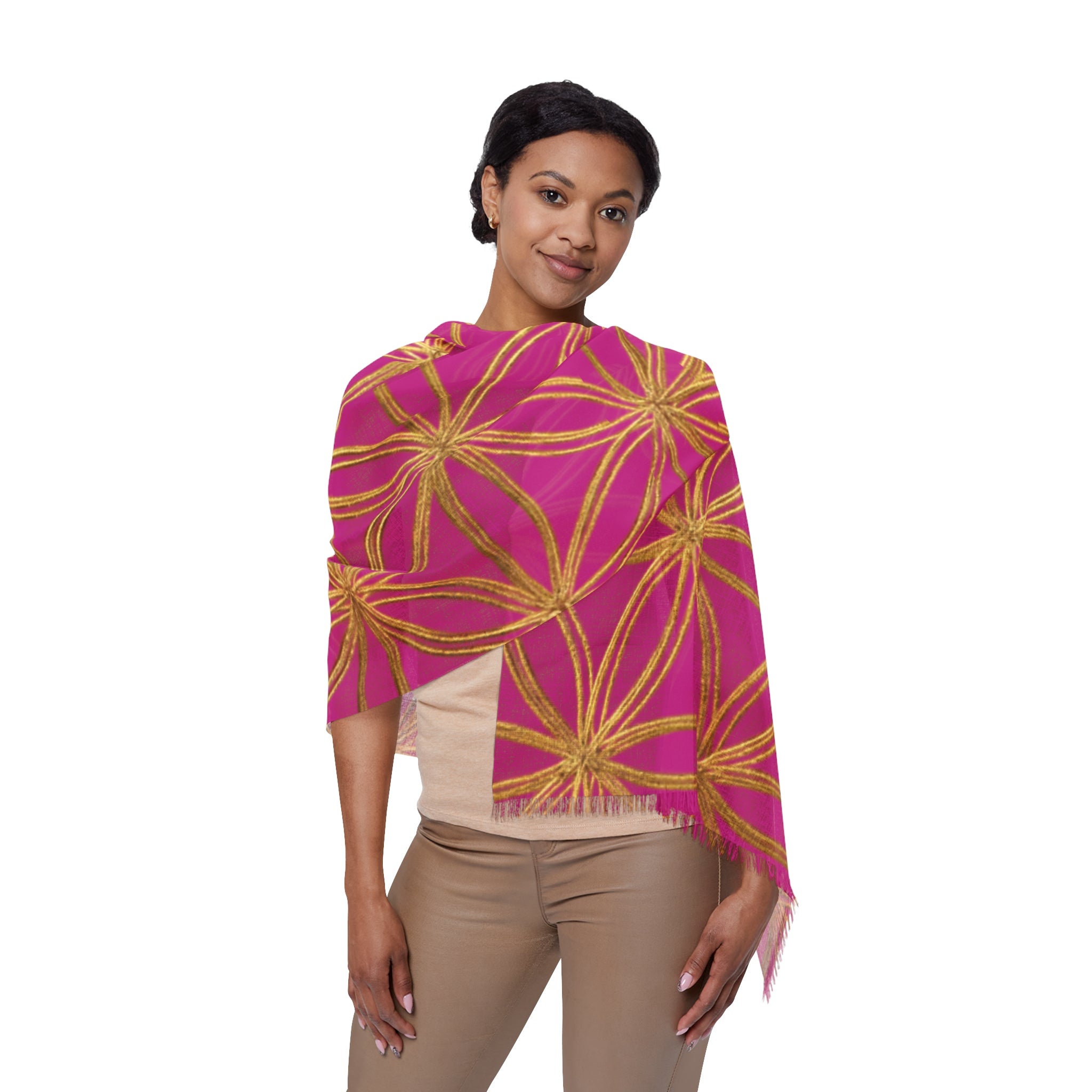Flower of Life Scarf - Pink & Gold Geometric Pattern | Bozz Queen
