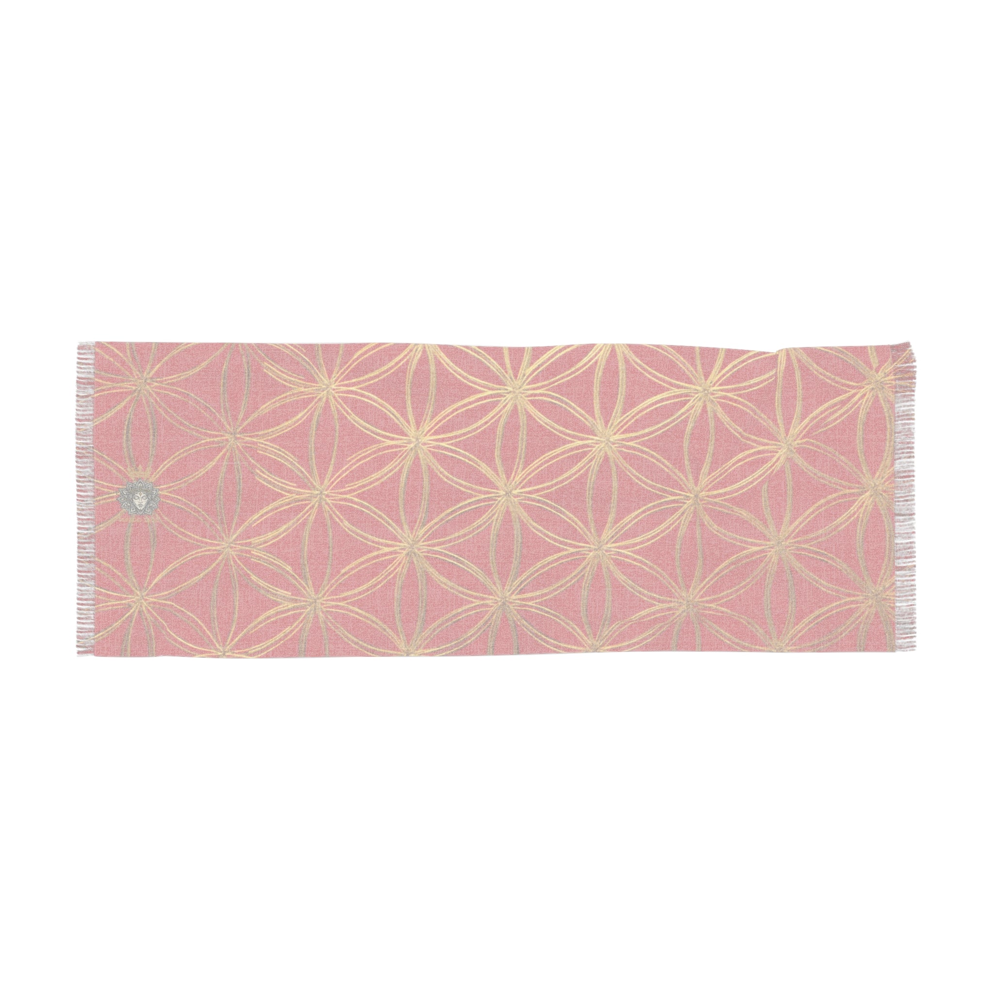 Dark Red & Gold Flower of Life Scarf - Geometric Pattern | Bozz Queen