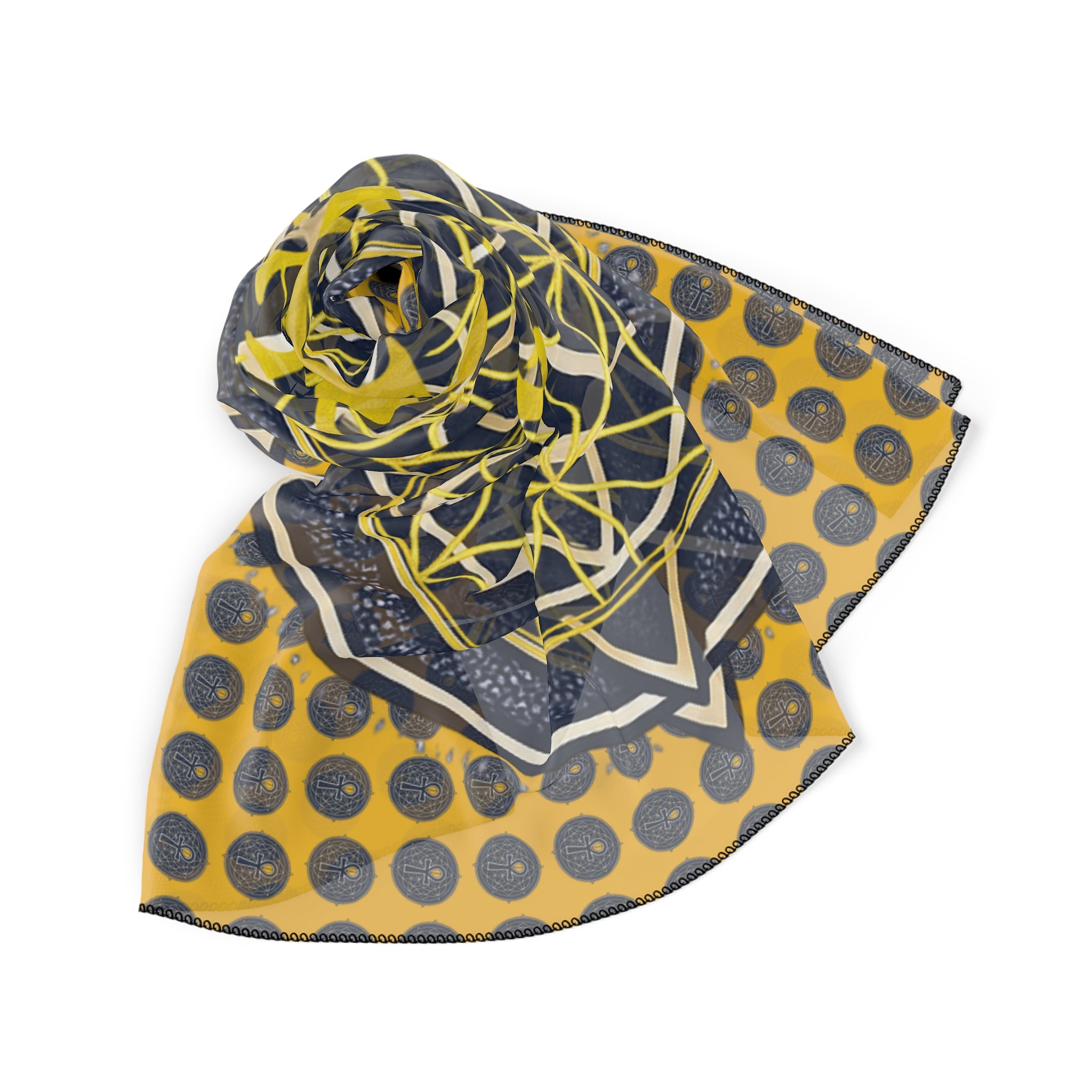 BOZZ QUEEN Poly Scarf | Geometric Print Luxury Accessory