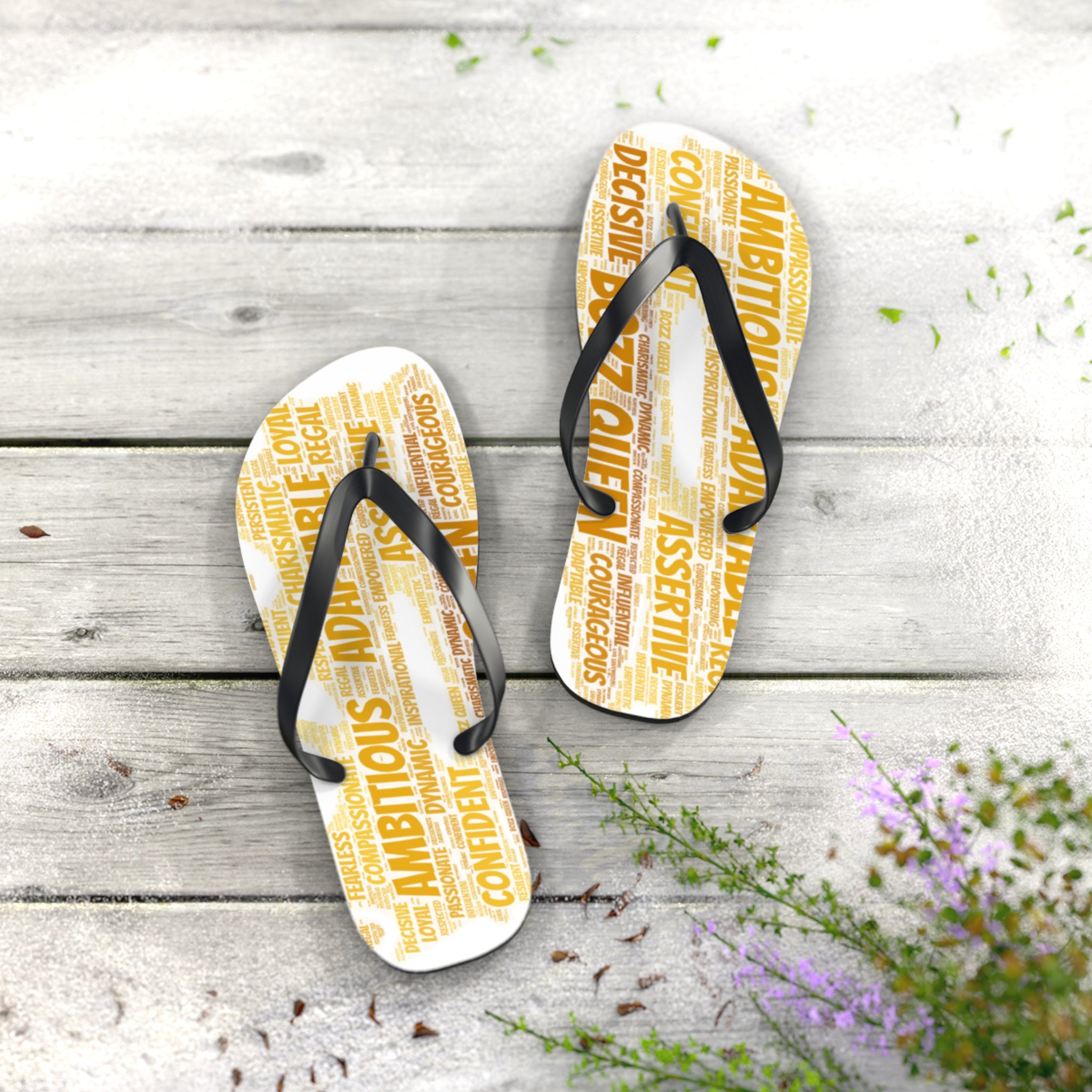 Bozz Queen White & Gold Flip Flops - Stylish Summer Beach Sandals