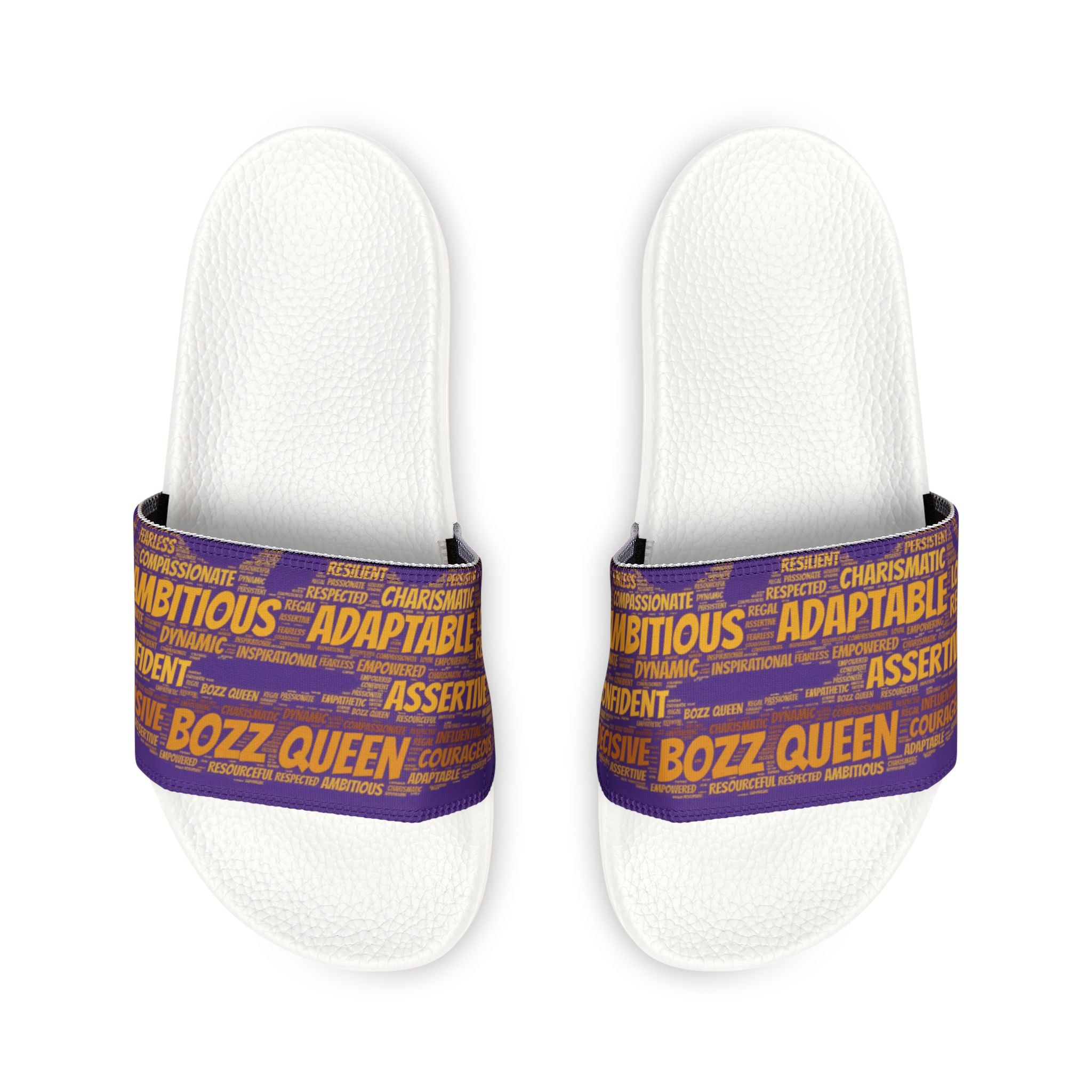Bozz Queen Purple & Gold Women's Sandals - Removable Strap Beach Slides