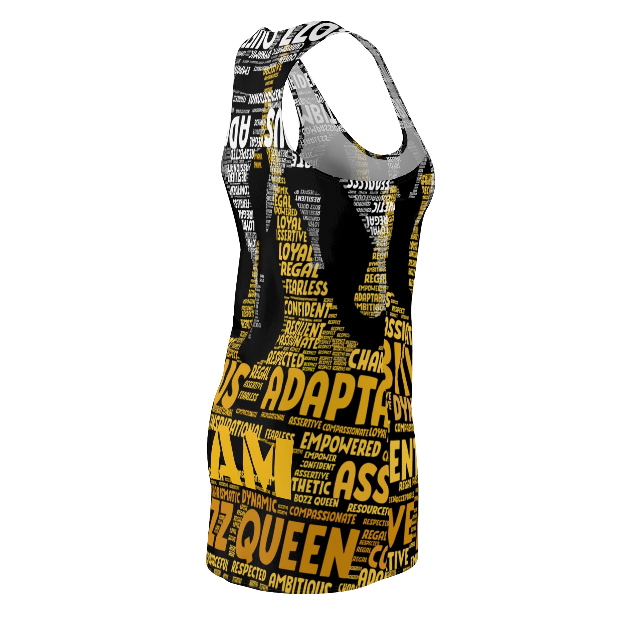 BOZZ QUEEN I AM Series Bold Inspiration Women's Racerback Dress - Empowering Bohemian Fashion