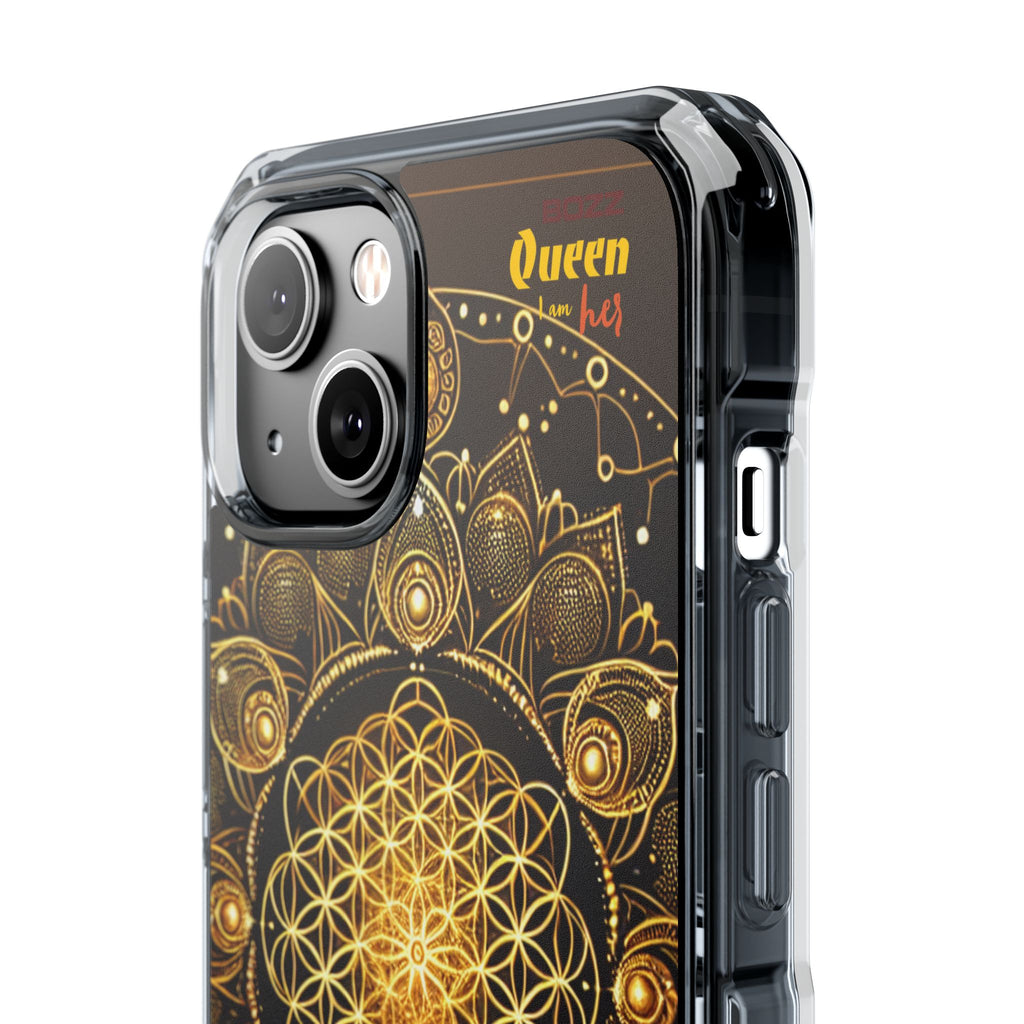 Magnetic Phone Case with Spiritual Mandala Design, Bozz Queen, Durable Clear Impact Case, Unique Gift for Spiritual Seekers, Phone Accessory