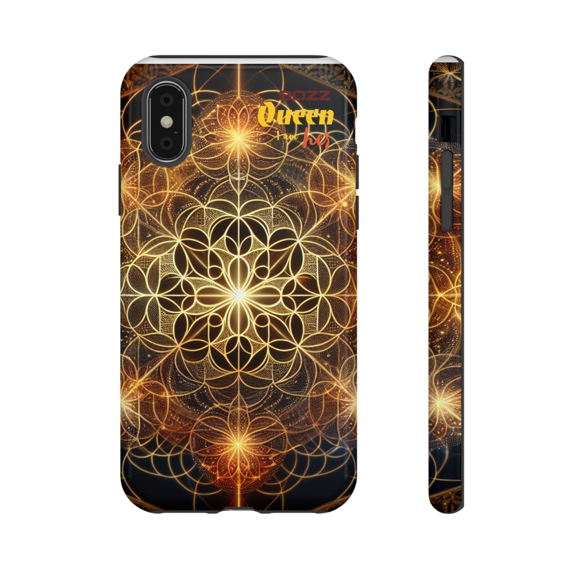 Golden Flower Mandala Phone Case, Tough Cases, Bohemian Phone Cover, Unique Gift for Him/Her, Spiritual and Artistic Design