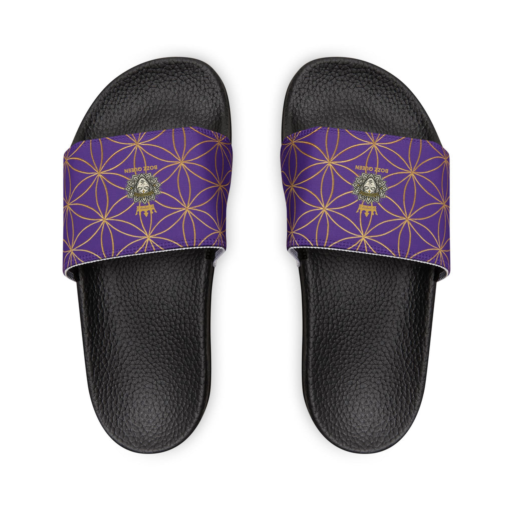 Bozz Queen Purple Flower of Life Women's Sandals - Removable Strap Beach Slides