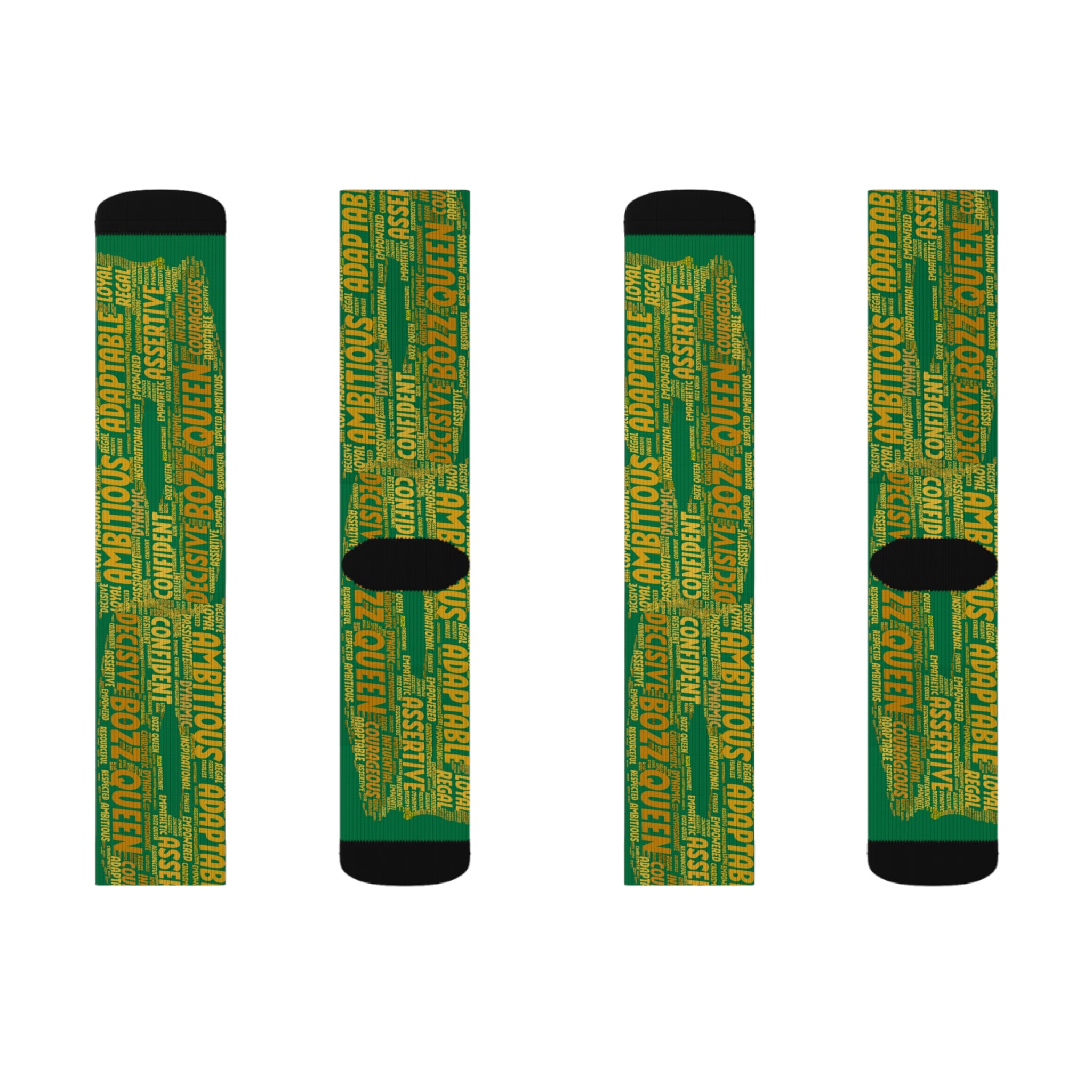 BOZZ QUEEN Dark Green Bold Statement Socks - Empowering Motivational Wear