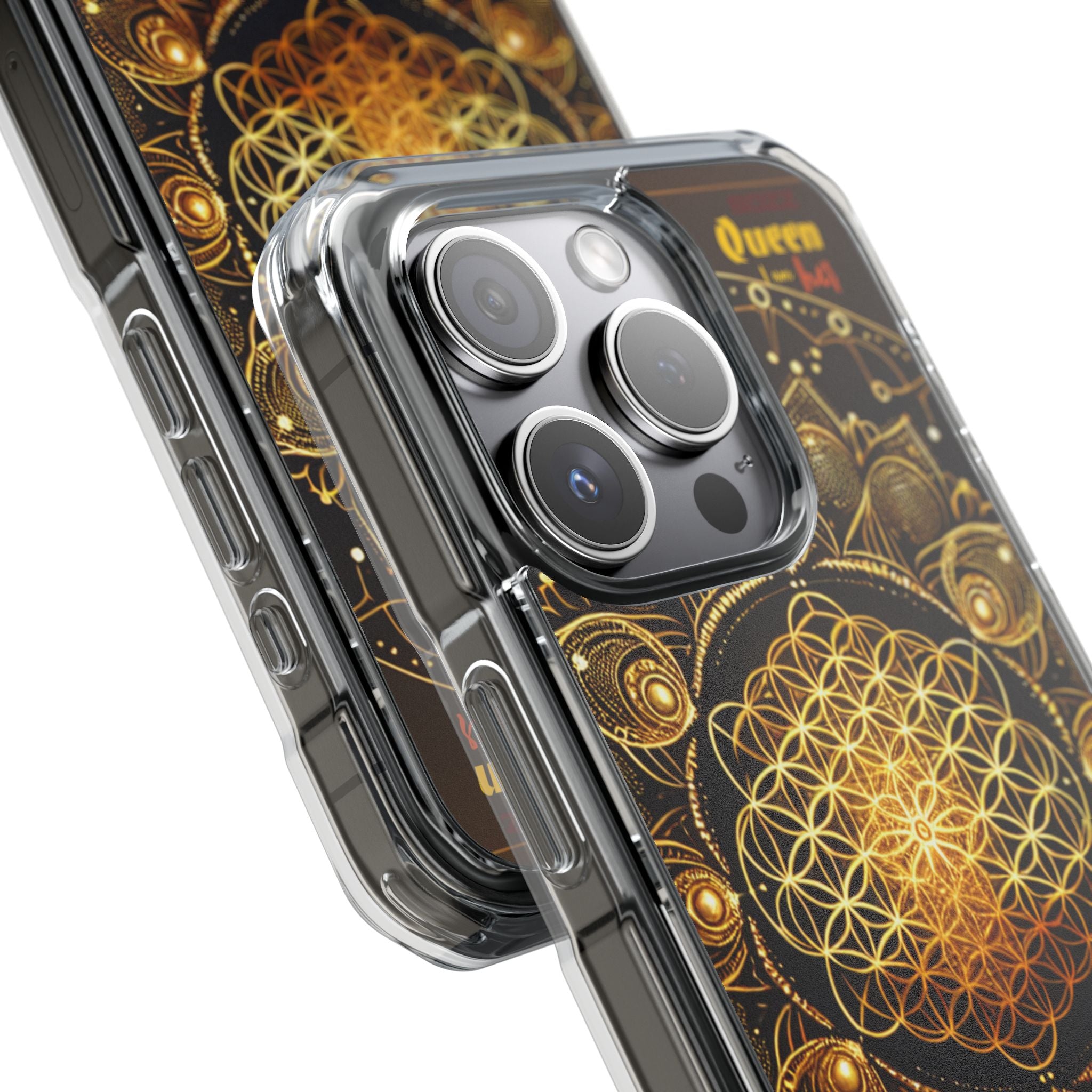 Magnetic Phone Case with Spiritual Mandala Design, Bozz Queen, Durable Clear Impact Case, Unique Gift for Spiritual Seekers, Phone Accessory