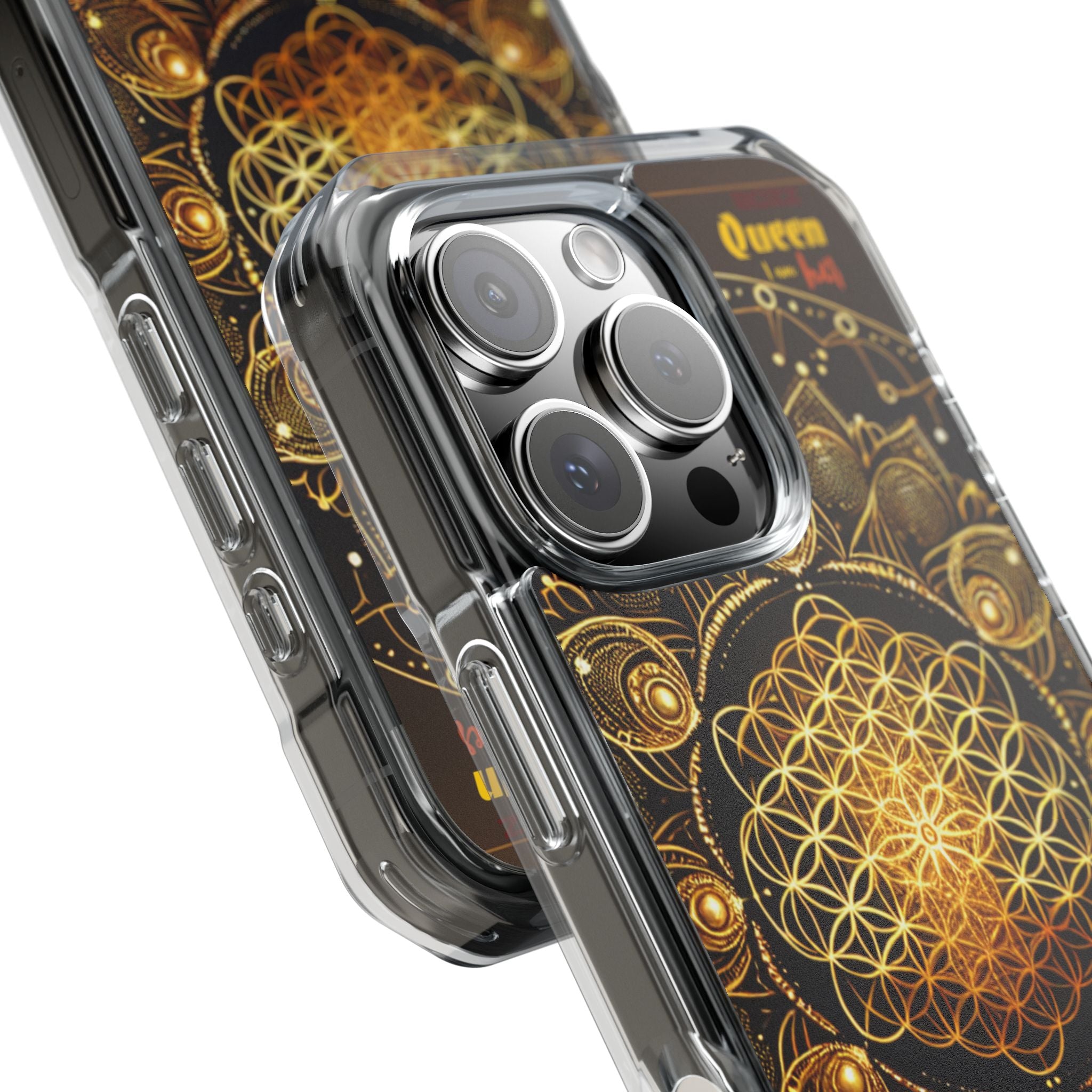 Magnetic Phone Case with Spiritual Mandala Design, Bozz Queen, Durable Clear Impact Case, Unique Gift for Spiritual Seekers, Phone Accessory