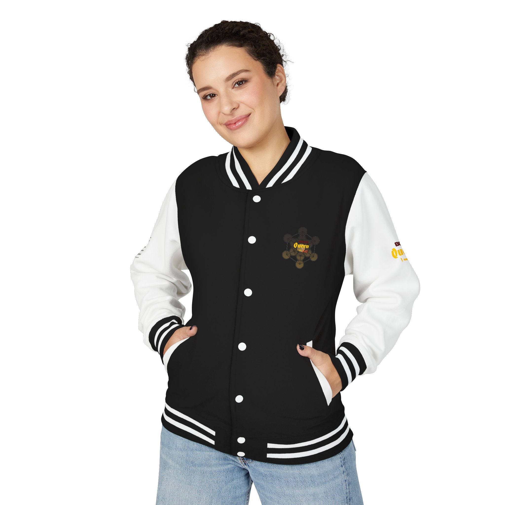 Bozz Queen Crown Design Letterman Jacket - Unisex Heavyweight Varsity Jacket