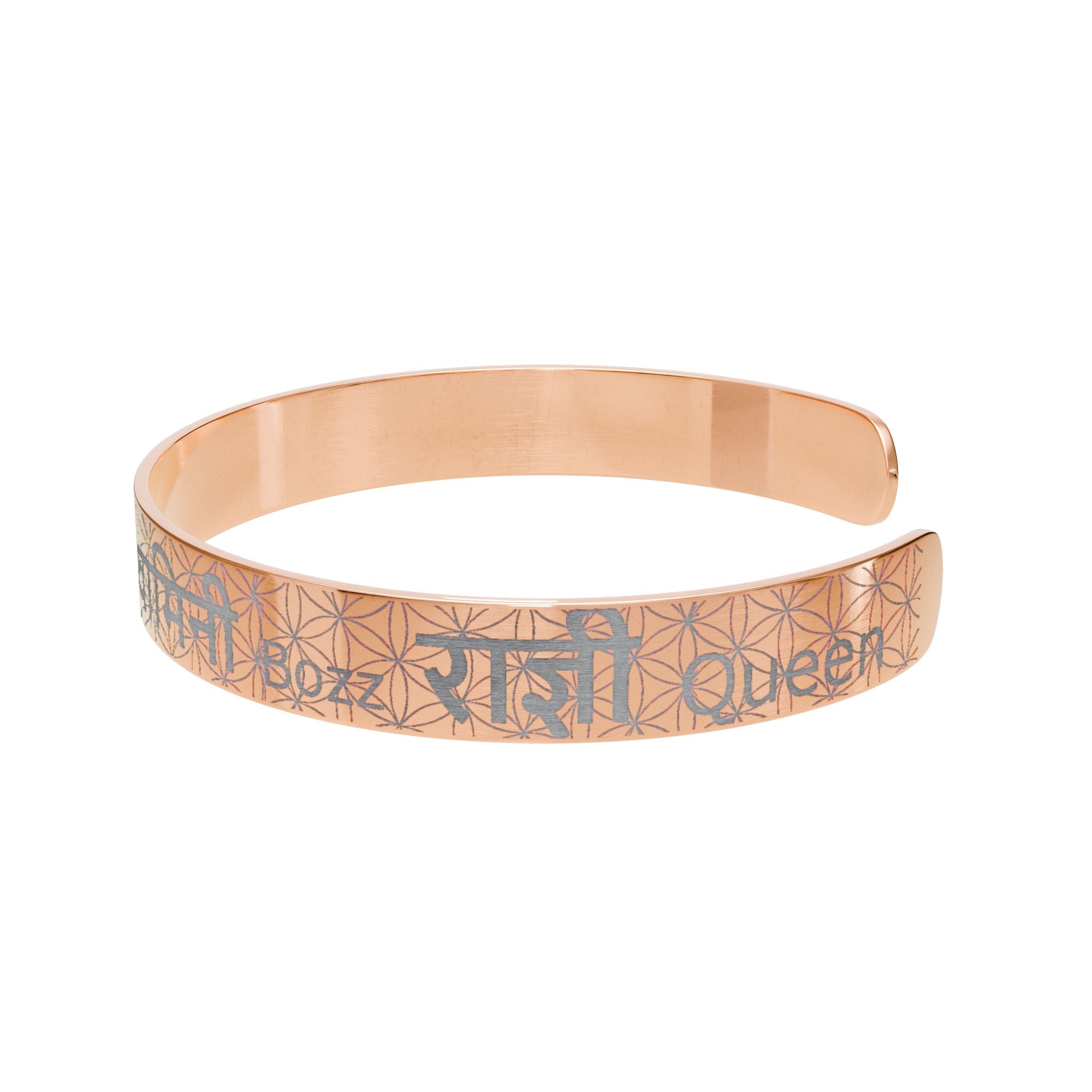 I am Goddess Engraved Cuff Bracelet - Sanskrit & English Personalized Jewelry