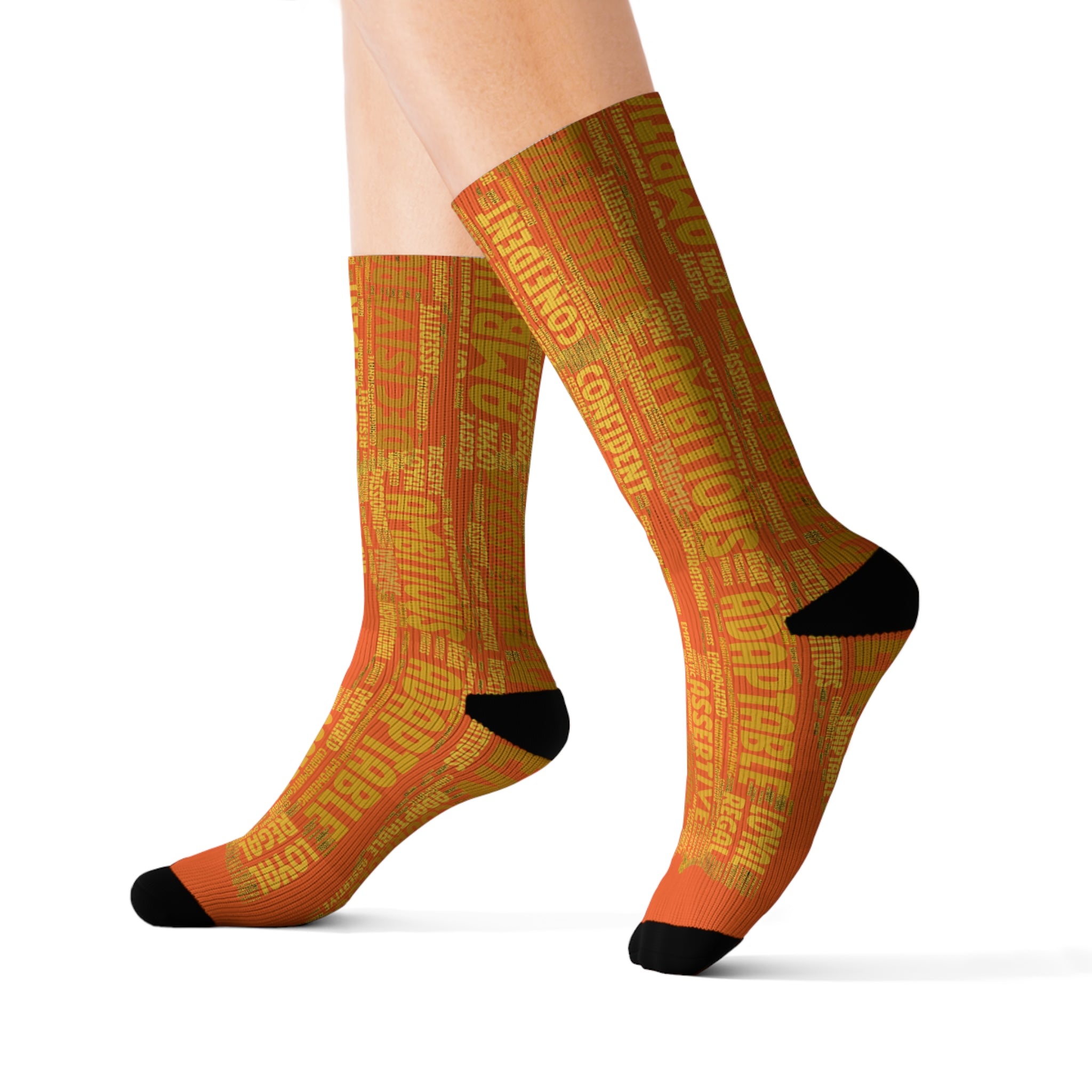 BOZZ QUEEN Orange Bold Statement Socks - Empowering Motivational Wear
