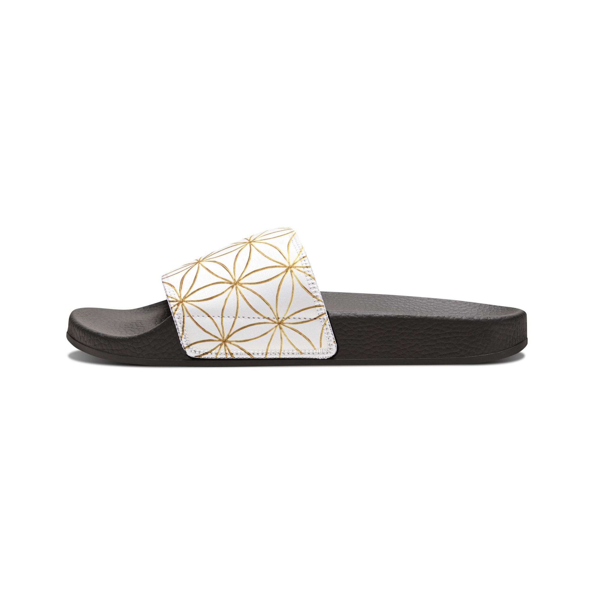 Bozz Queen White Flower of Life Women's Sandals - Removable Strap Beach Slides