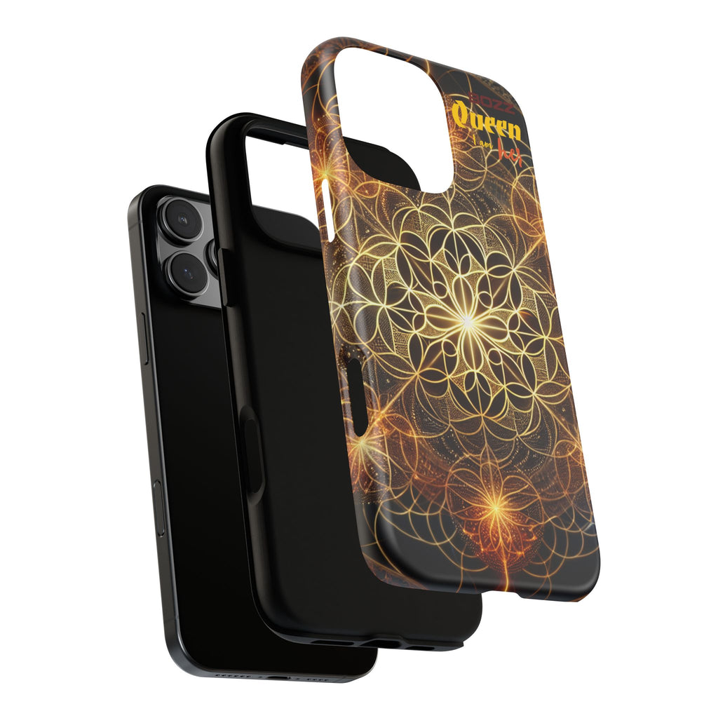 Golden Flower Mandala Phone Case, Tough Cases, Bohemian Phone Cover, Unique Gift for Him/Her, Spiritual and Artistic Design