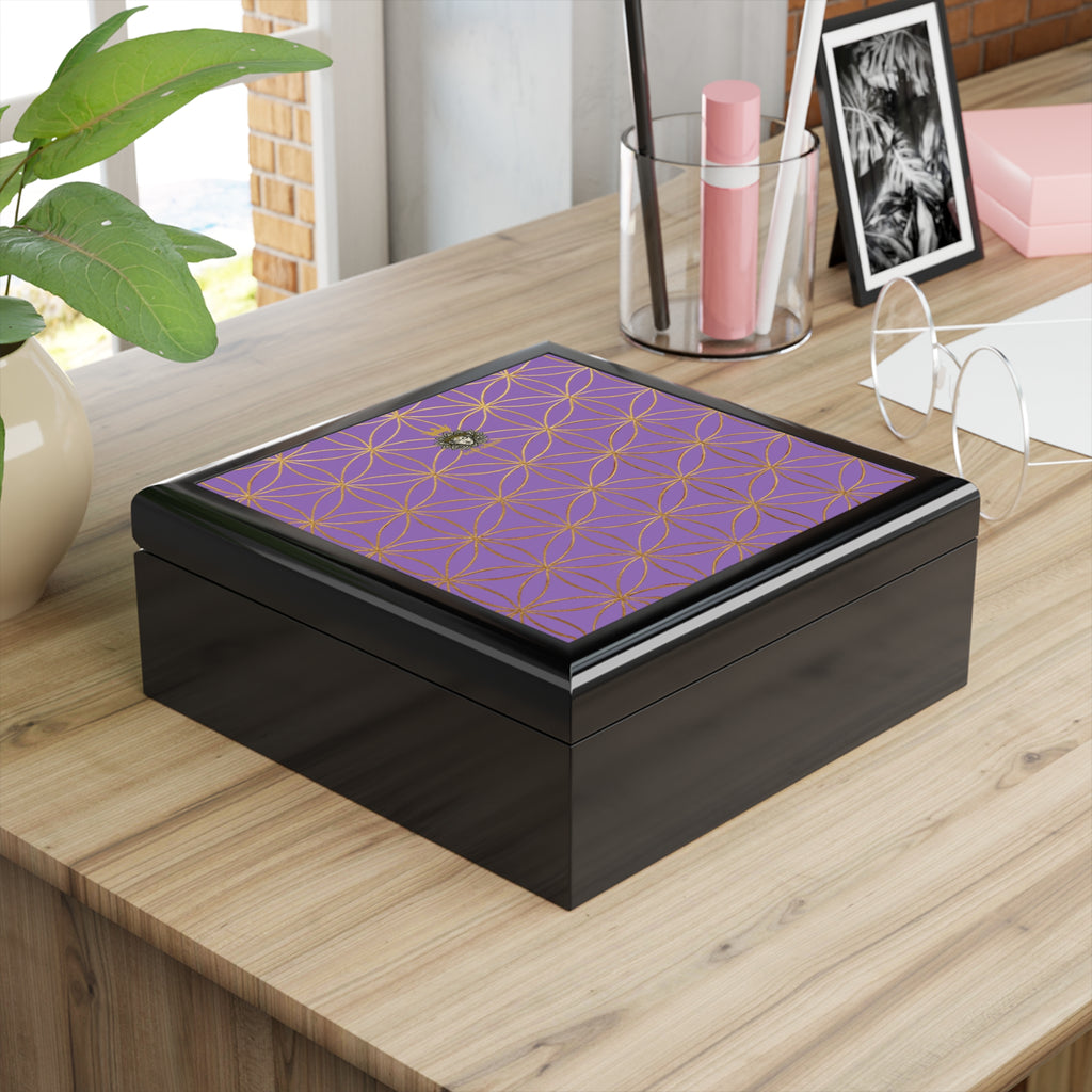 Flower of Life Jewelry Box - Light Purple Elegant Keepsake Organizer