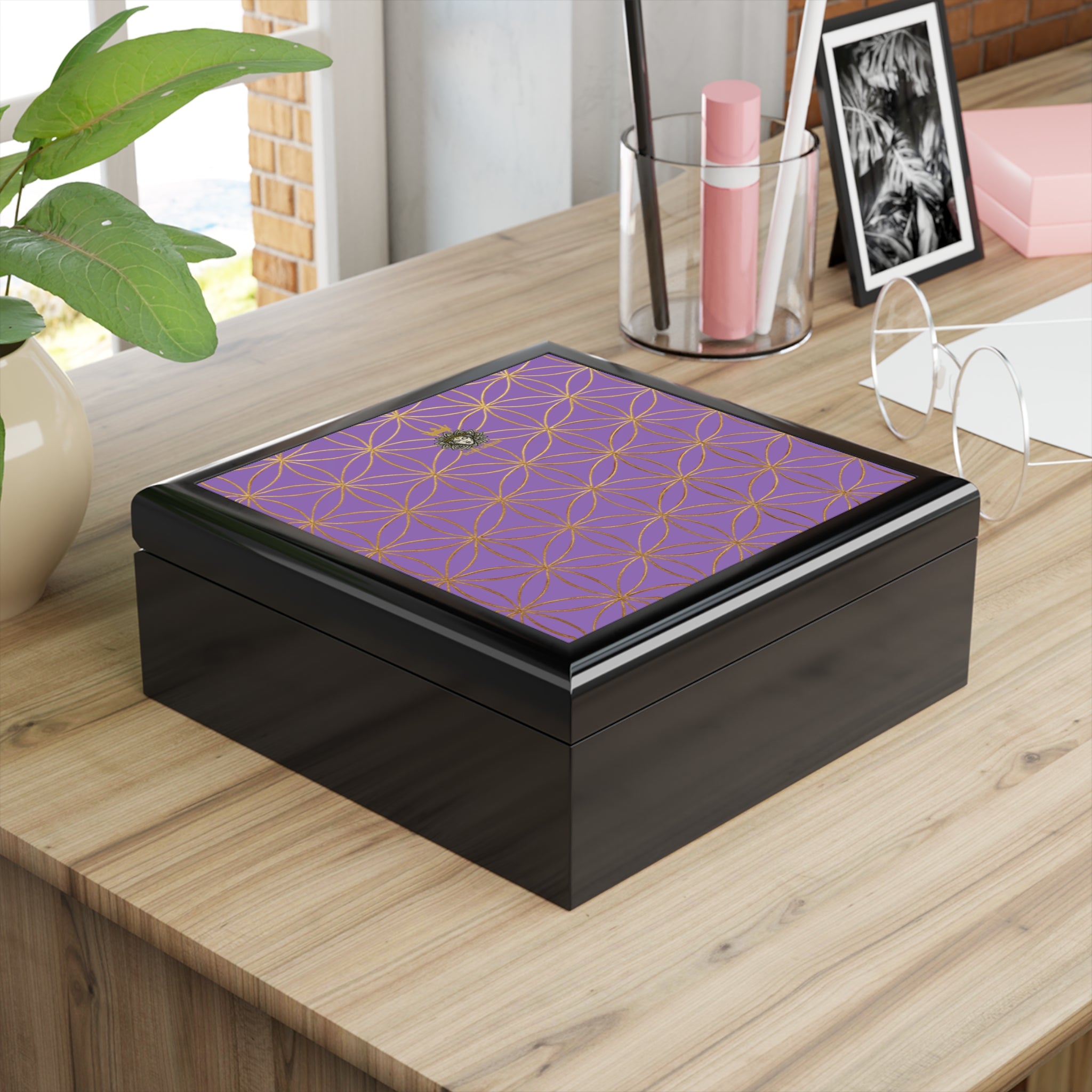 Flower of Life Jewelry Box - Light Purple Elegant Keepsake Organizer