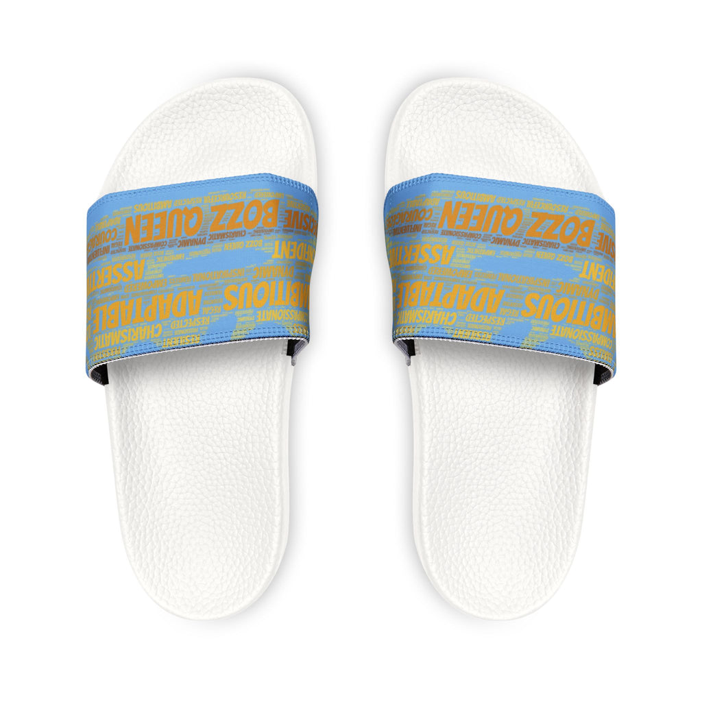 Bozz Queen Light Blue & Gold Women's Sandals - Removable Strap Beach Slides