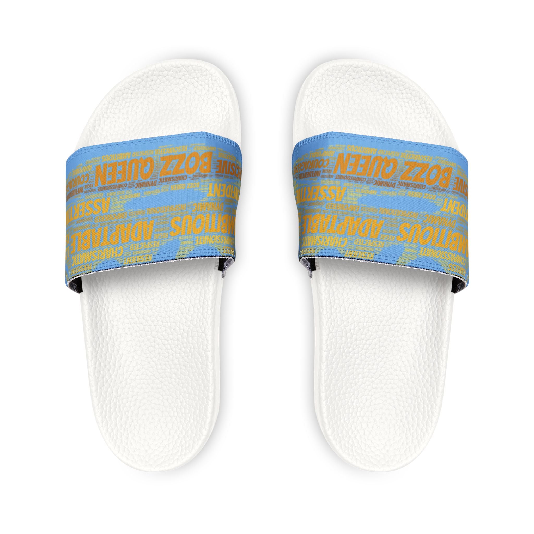 Bozz Queen Light Blue & Gold Women's Sandals - Removable Strap Beach Slides
