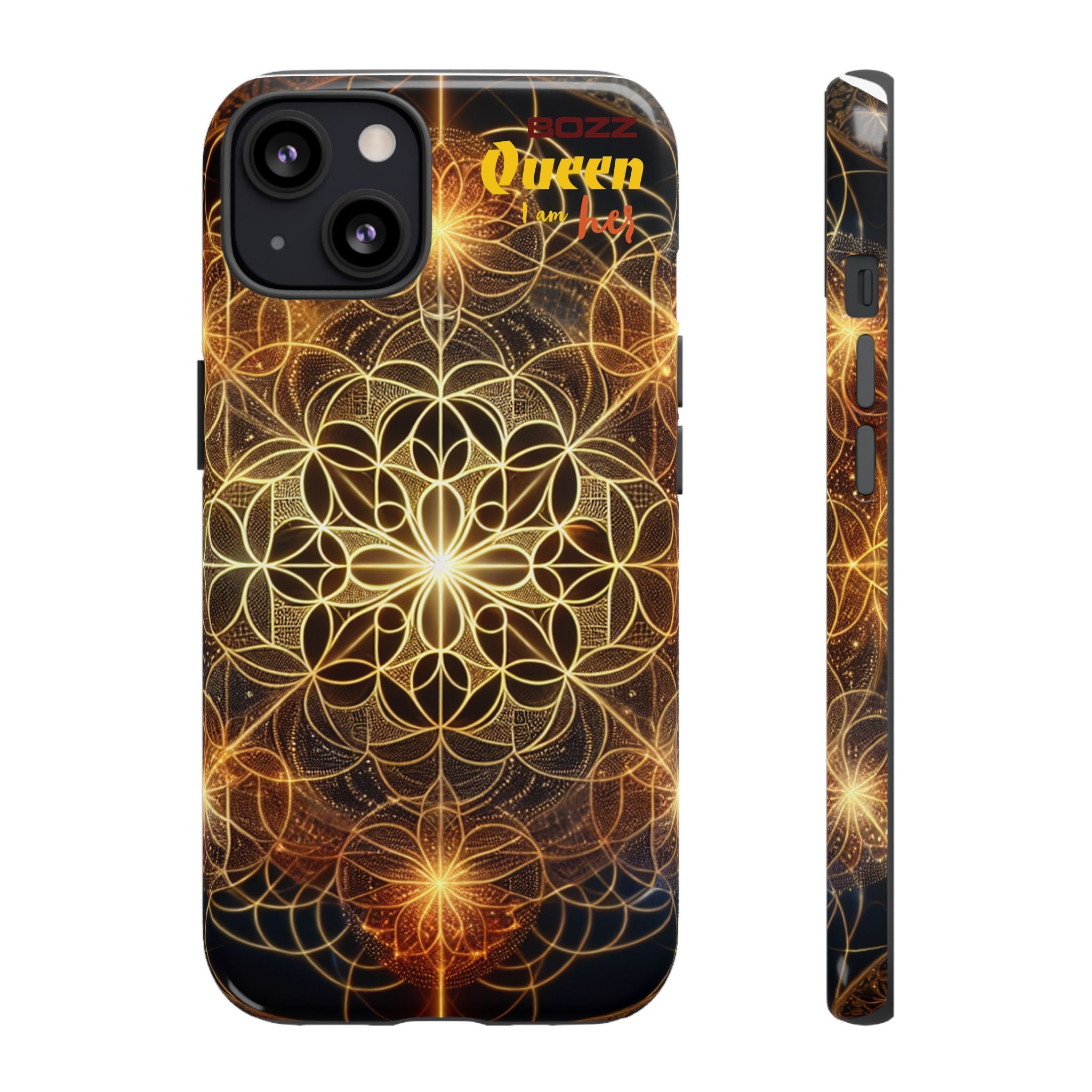 Golden Flower Mandala Phone Case, Tough Cases, Bohemian Phone Cover, Unique Gift for Him/Her, Spiritual and Artistic Design