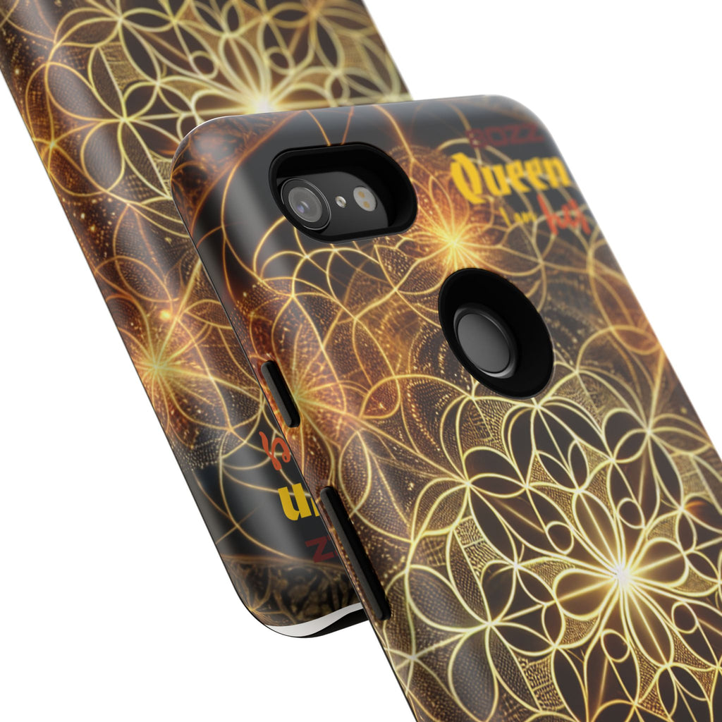 Golden Flower Mandala Phone Case, Tough Cases, Bohemian Phone Cover, Unique Gift for Him/Her, Spiritual and Artistic Design