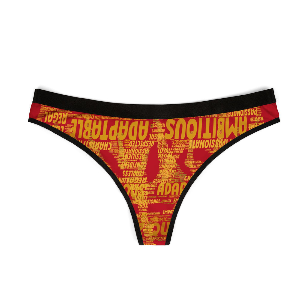 Women's Dark Red Yellow Thongs - Bold Statement Motivational Lingerie