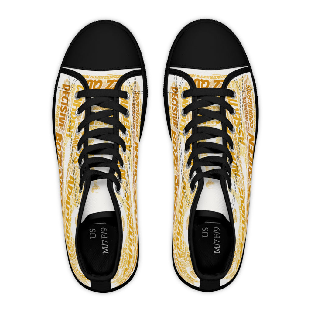 BOZZ QUEEN Empowerment High-Top Sneakers - Women's Fashion Sneakers for Confident Style