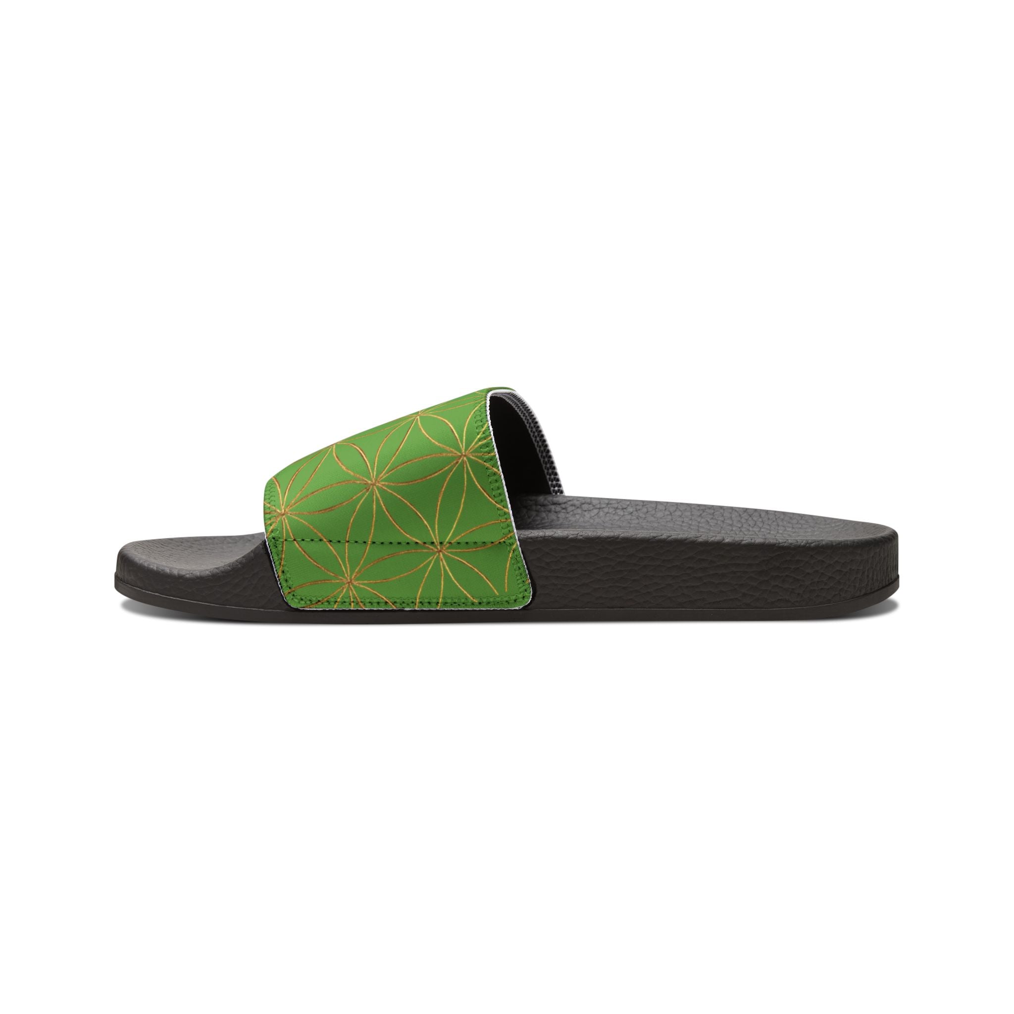 Bozz Queen Green Flower of Life Women's Sandals - Removable Strap Beach Slides