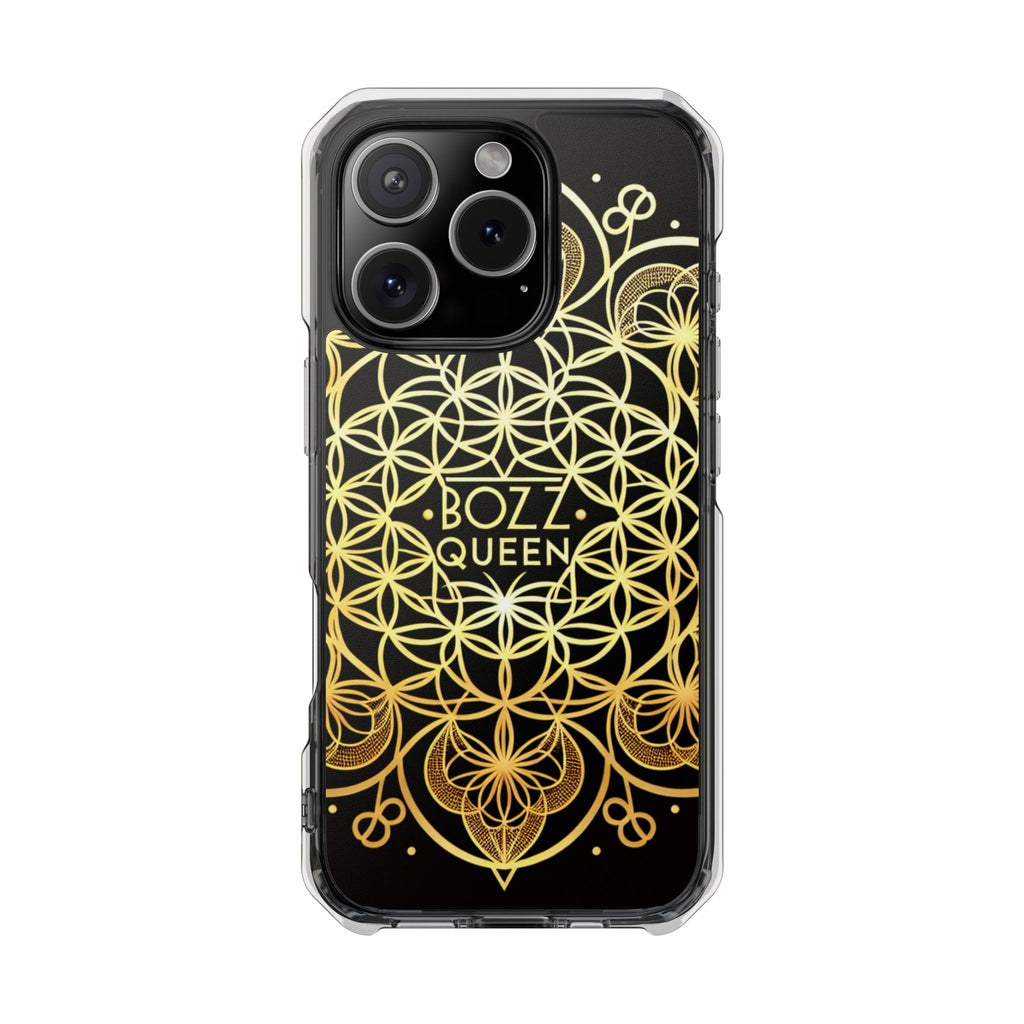 Magnetic Phone Case with Mandala Design, Boz Queen Protective Cover, Gift for Her, Bohemian Aesthetic, Unique Phone Accessory