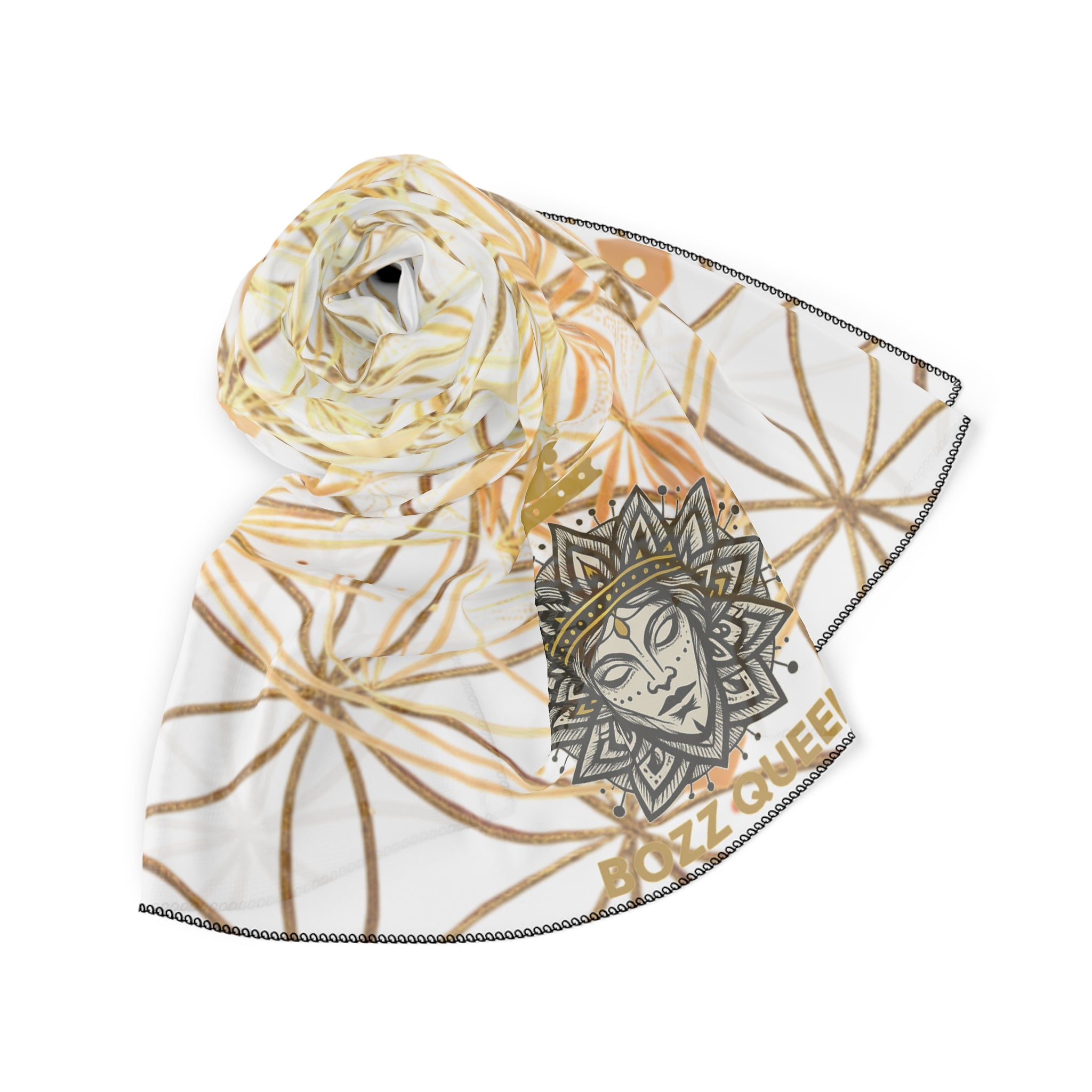 Flower of Life White Scarf - Sacred Geometry Spiritual Accessory